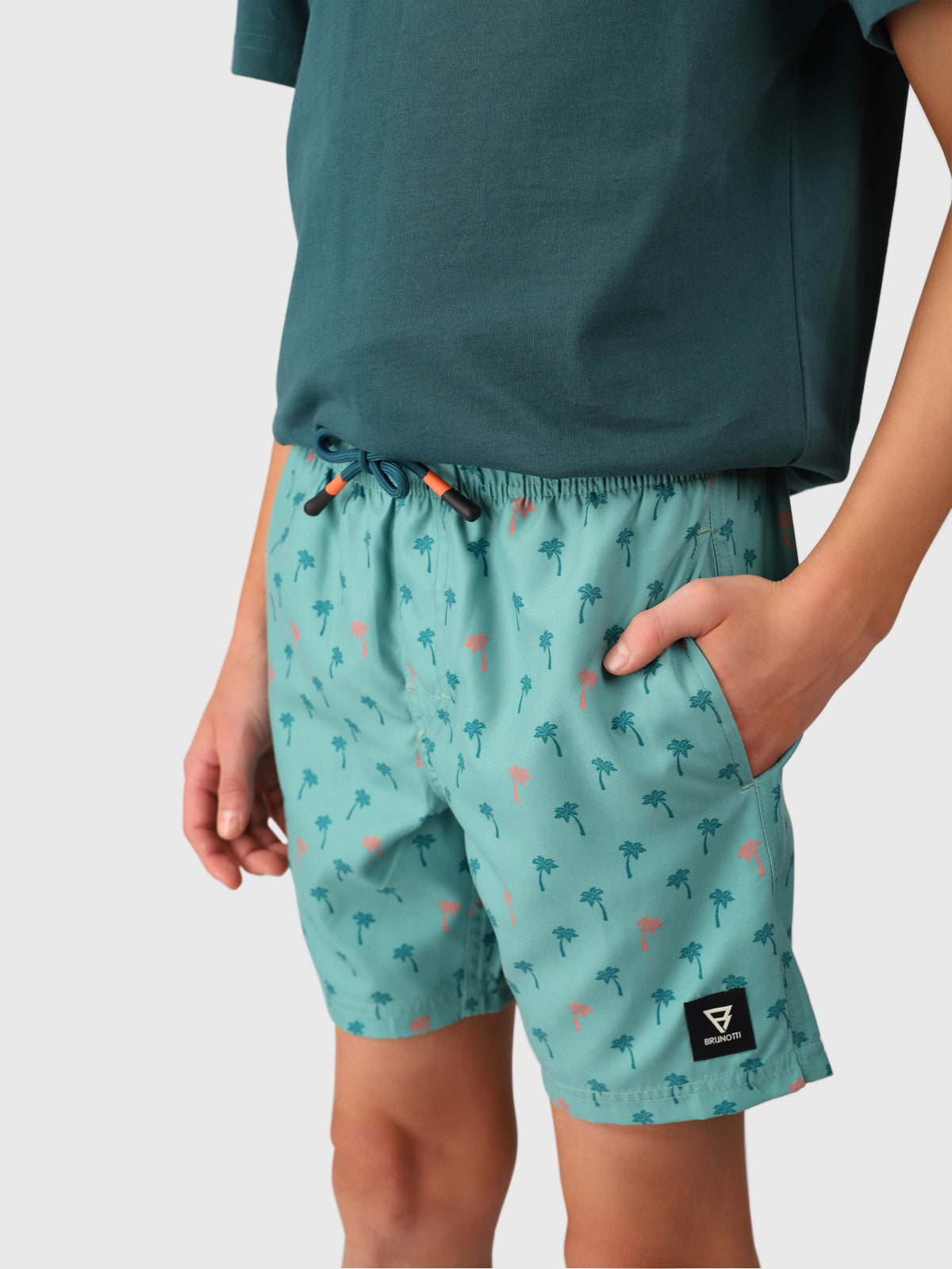Cestery-Palm Boys Swim Shorts | Bottle Green 2 Cestery-Palm Boys Swim Shorts | Bottle Green
