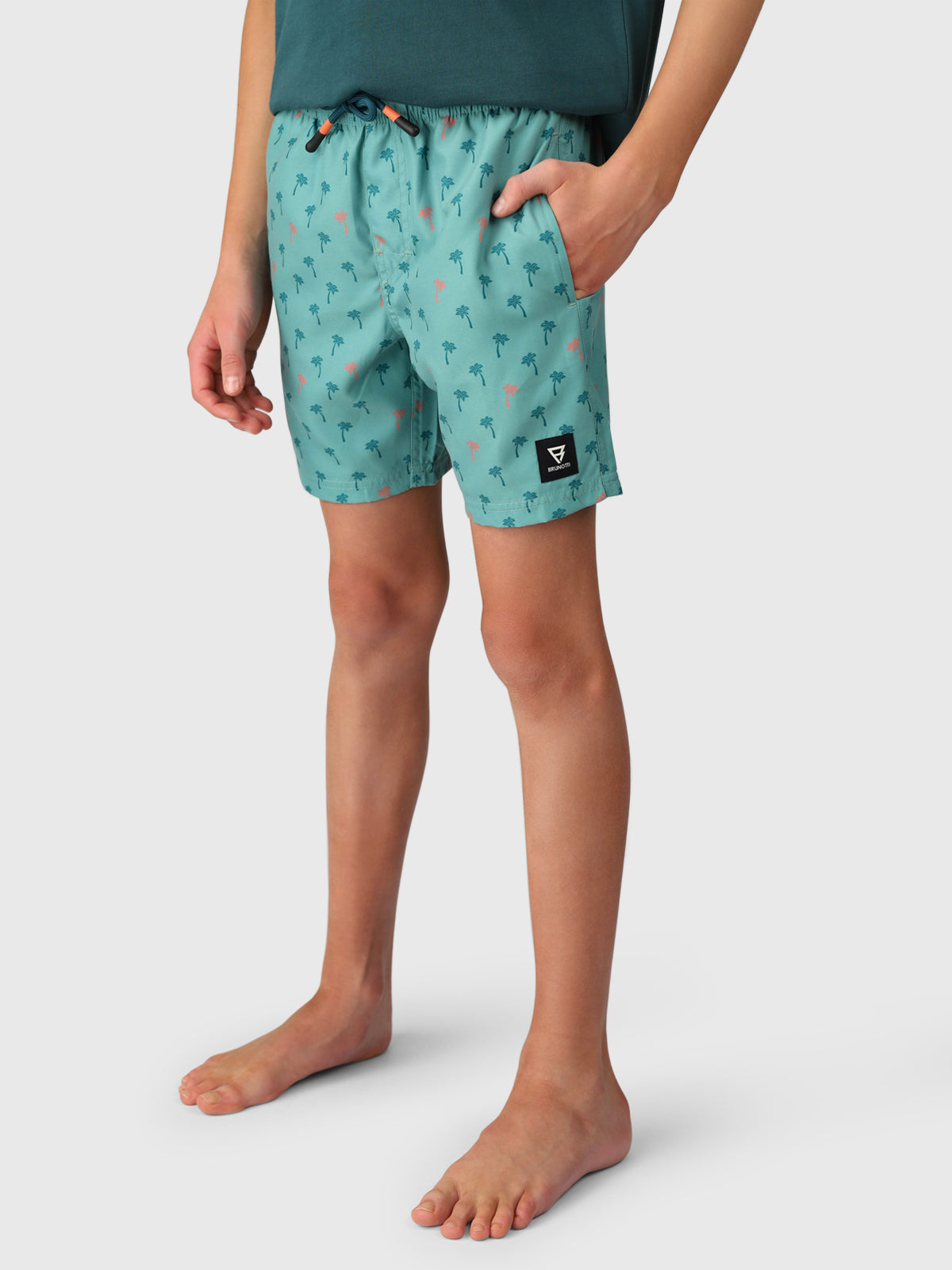 Cestery-Palm Boys Swim Shorts | Bottle Green 4 Cestery-Palm Boys Swim Shorts | Bottle Green