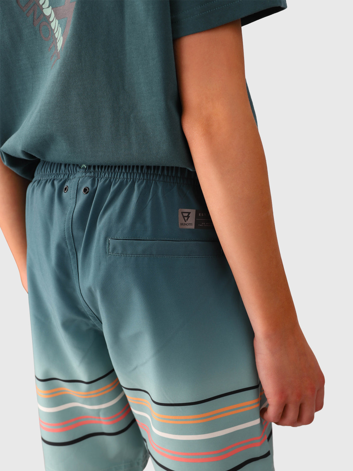 Bru-conicy-Gradient Stripe Boys Swim Shorts | Bottle Green 6 Bru-conicy-Gradient Stripe Boys Swim Shorts | Bottle Green