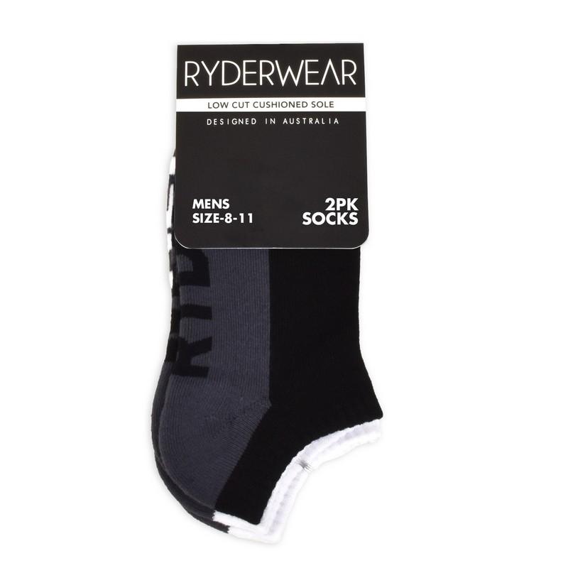 Mens Socks 2 Pack - Black/Grey and White/Grey 1 Mens Socks 2 Pack - Black/Grey and White/Grey