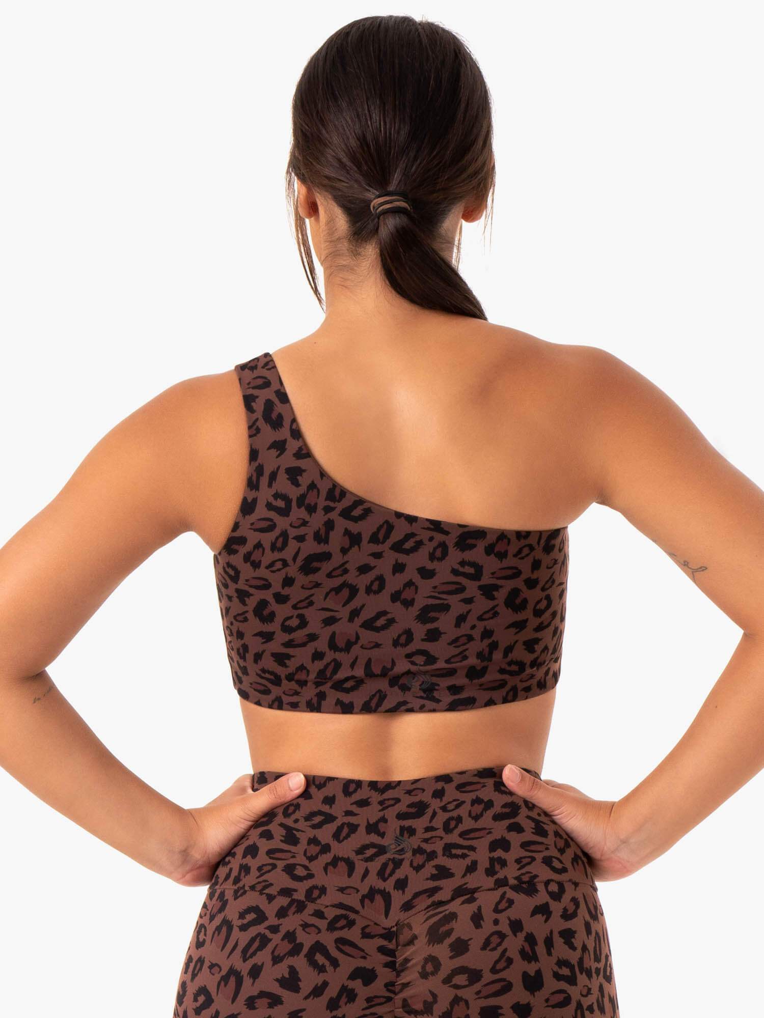 Adapt One Shoulder Sports Bra - Chocolate Leopard 2 Adapt One Shoulder Sports Bra - Chocolate Leopard