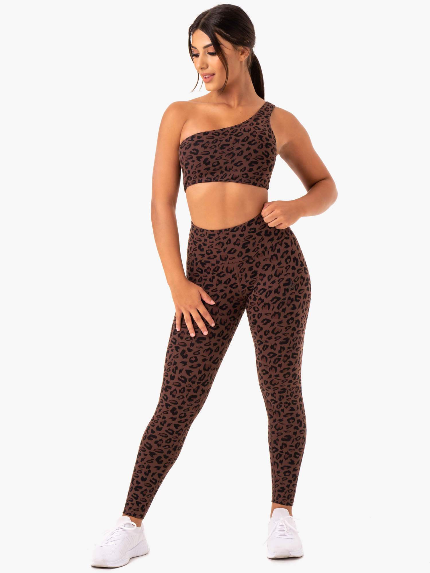 Adapt One Shoulder Sports Bra - Chocolate Leopard 3 Adapt One Shoulder Sports Bra - Chocolate Leopard