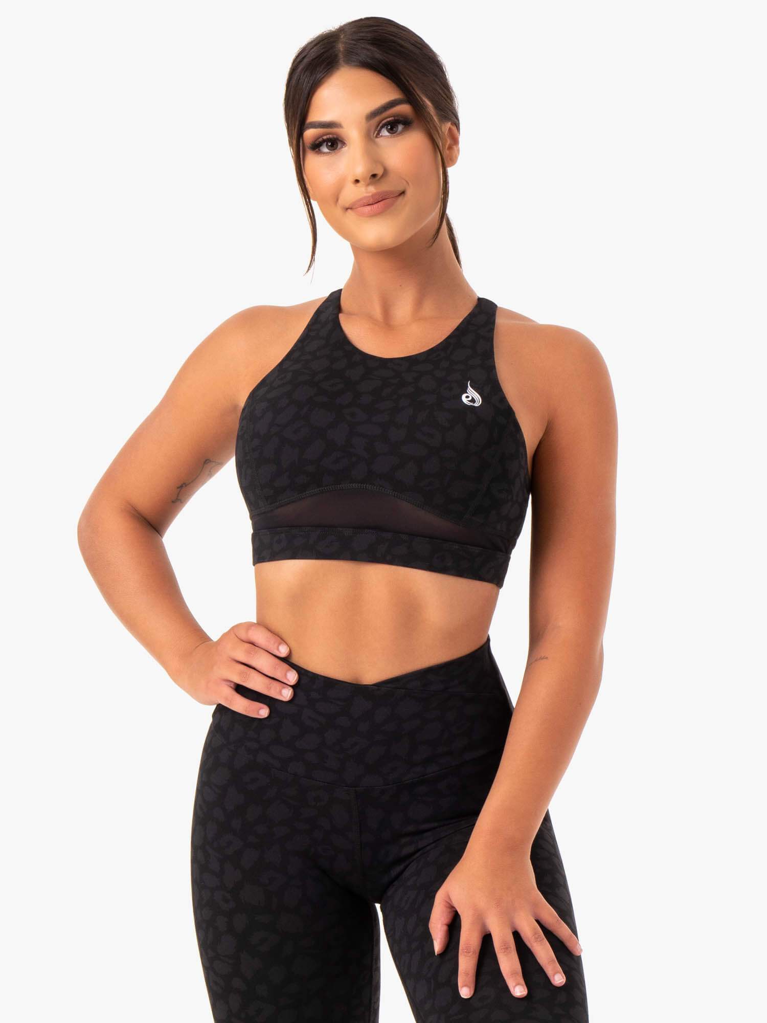 Amazon Mesh Sports Bra - Black Leopard 3 Amazon Mesh Sports Bra - Black Leopard