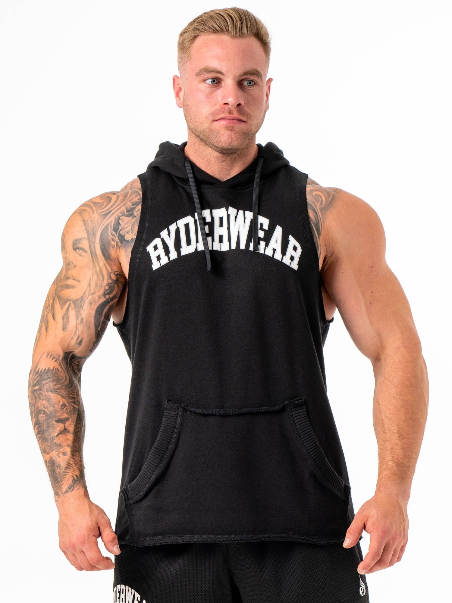 Collegiate Sleeveless Hoodie - Black