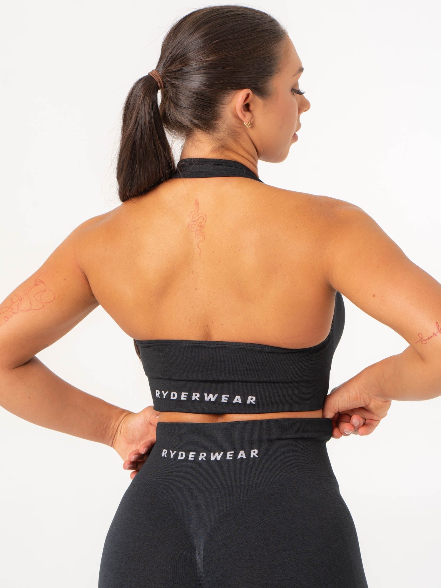 Contour Halter Bra - Black Marl 2 Contour Halter Bra - Black Marl