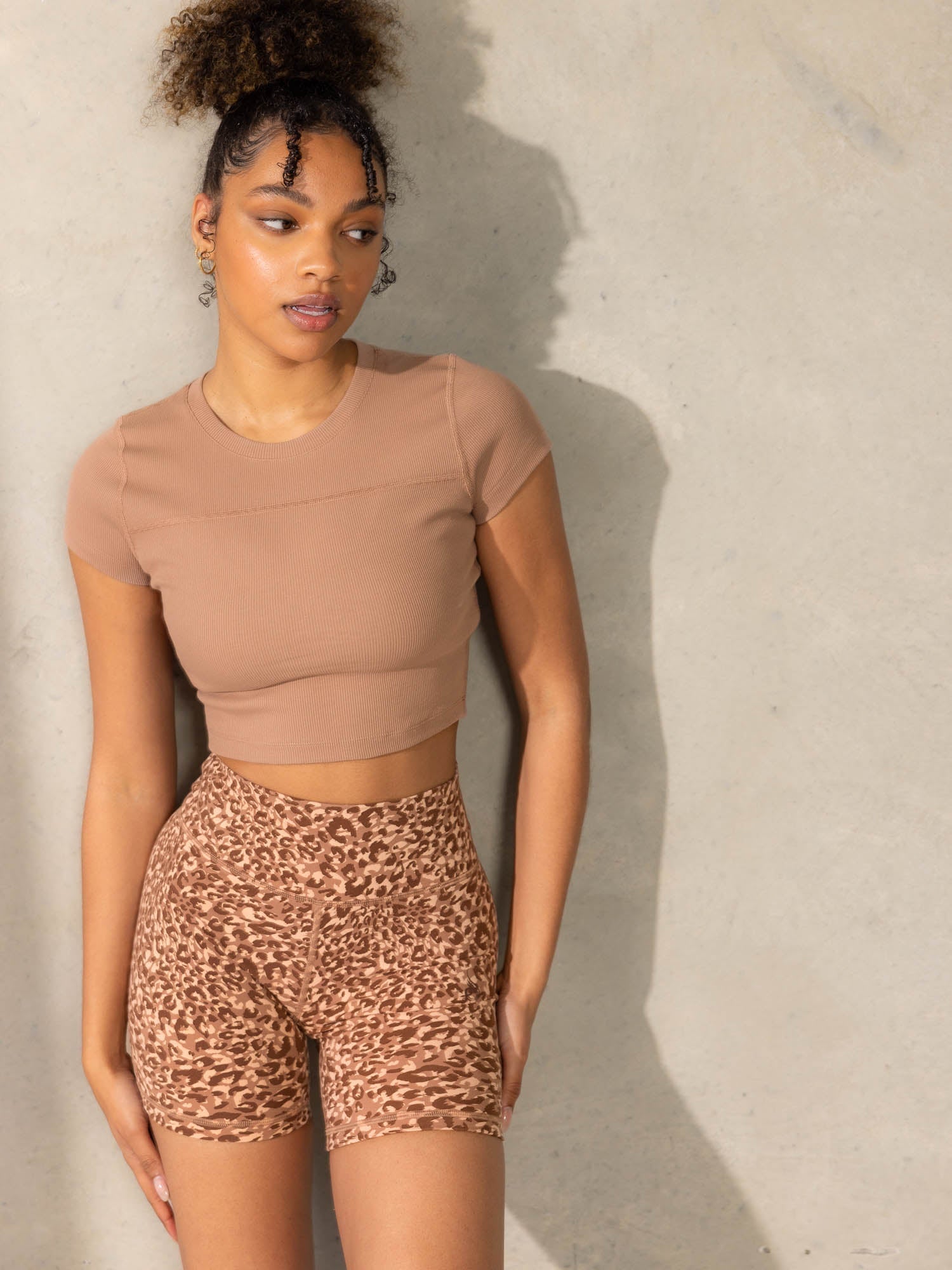 Empower High Waisted Shorts - Mocha Leopard 4 Empower High Waisted Shorts - Mocha Leopard