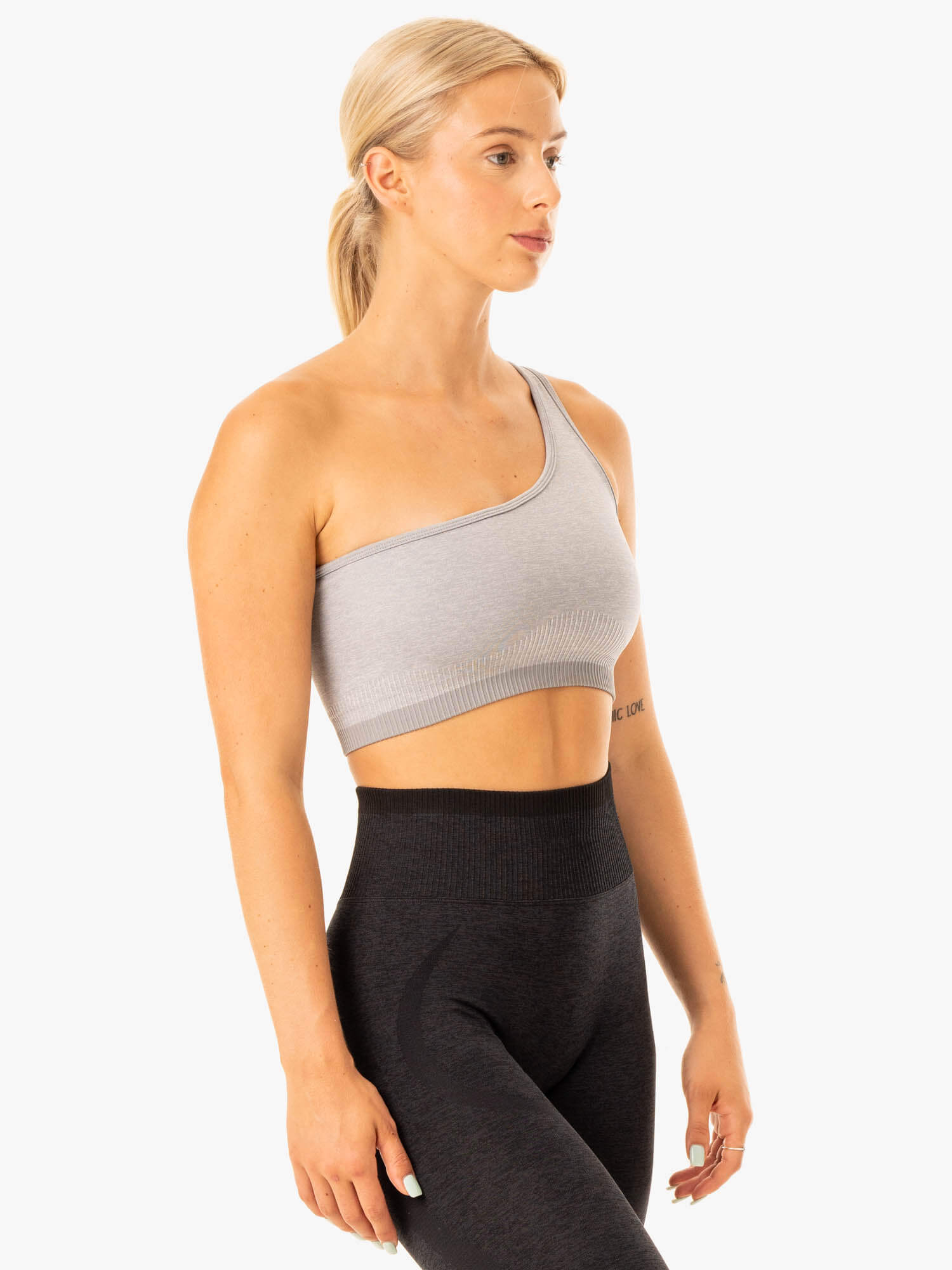 Excel Seamless One Shoulder Sports Bra - Grey Marl 4 Excel Seamless One Shoulder Sports Bra - Grey Marl
