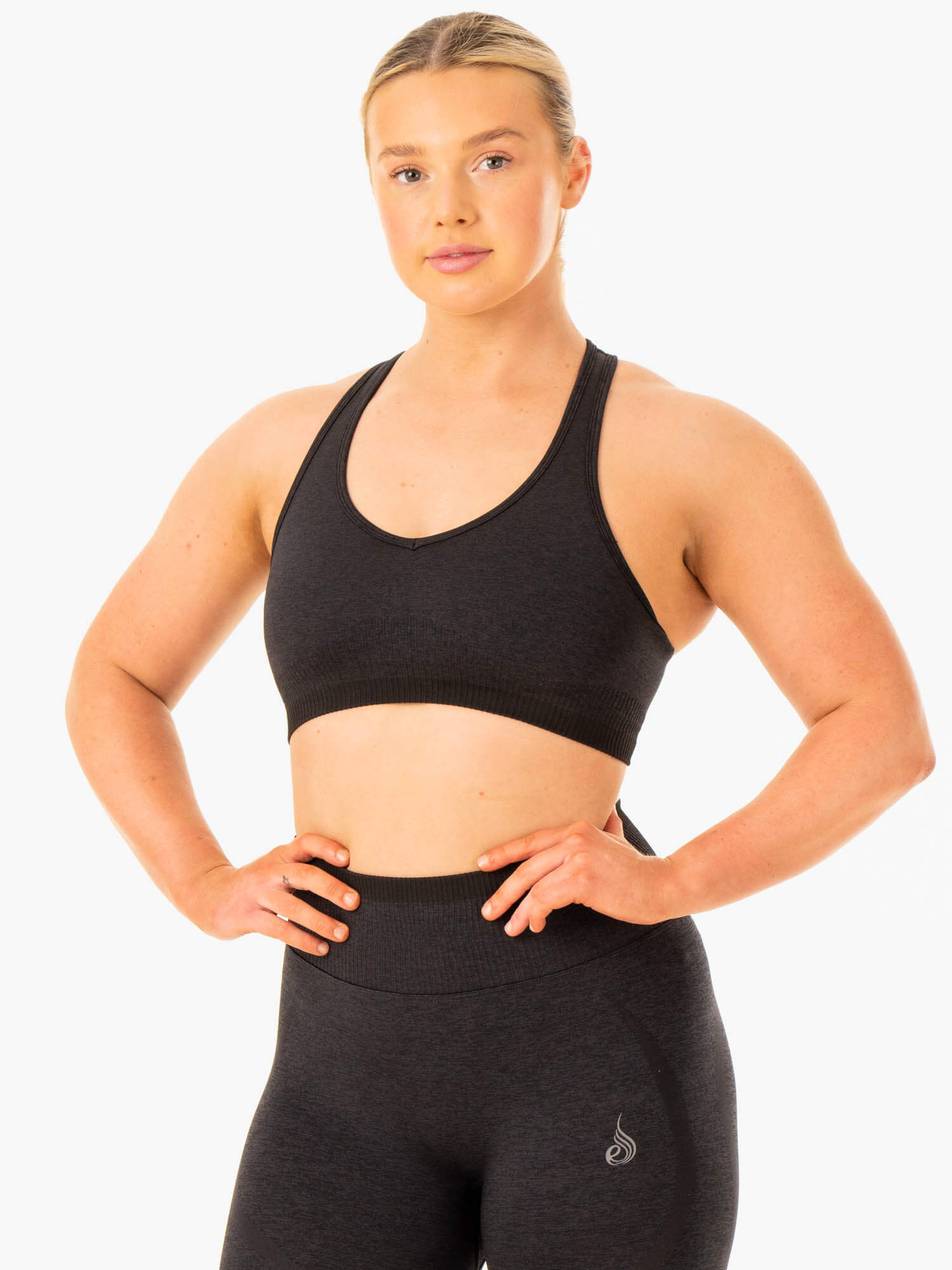 Excel Seamless Sports Bra - Black Marl 1 Excel Seamless Sports Bra - Black Marl