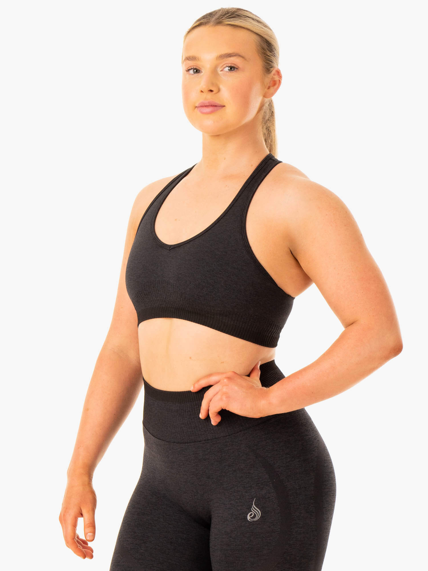 Excel Seamless Sports Bra - Black Marl 3 Excel Seamless Sports Bra - Black Marl