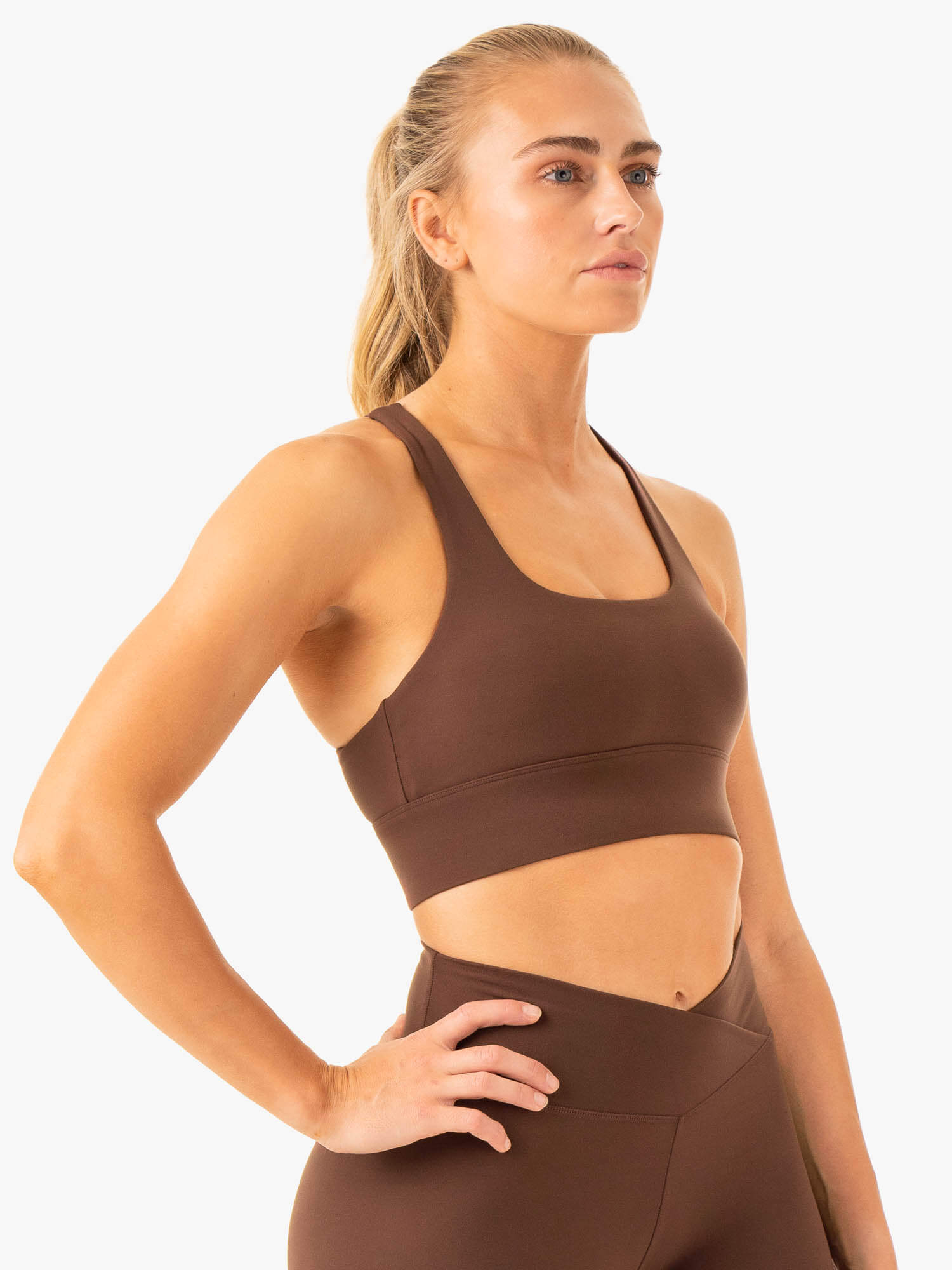 Flow Square Neck Sports Bra - Chocolate 3 Flow Square Neck Sports Bra - Chocolate