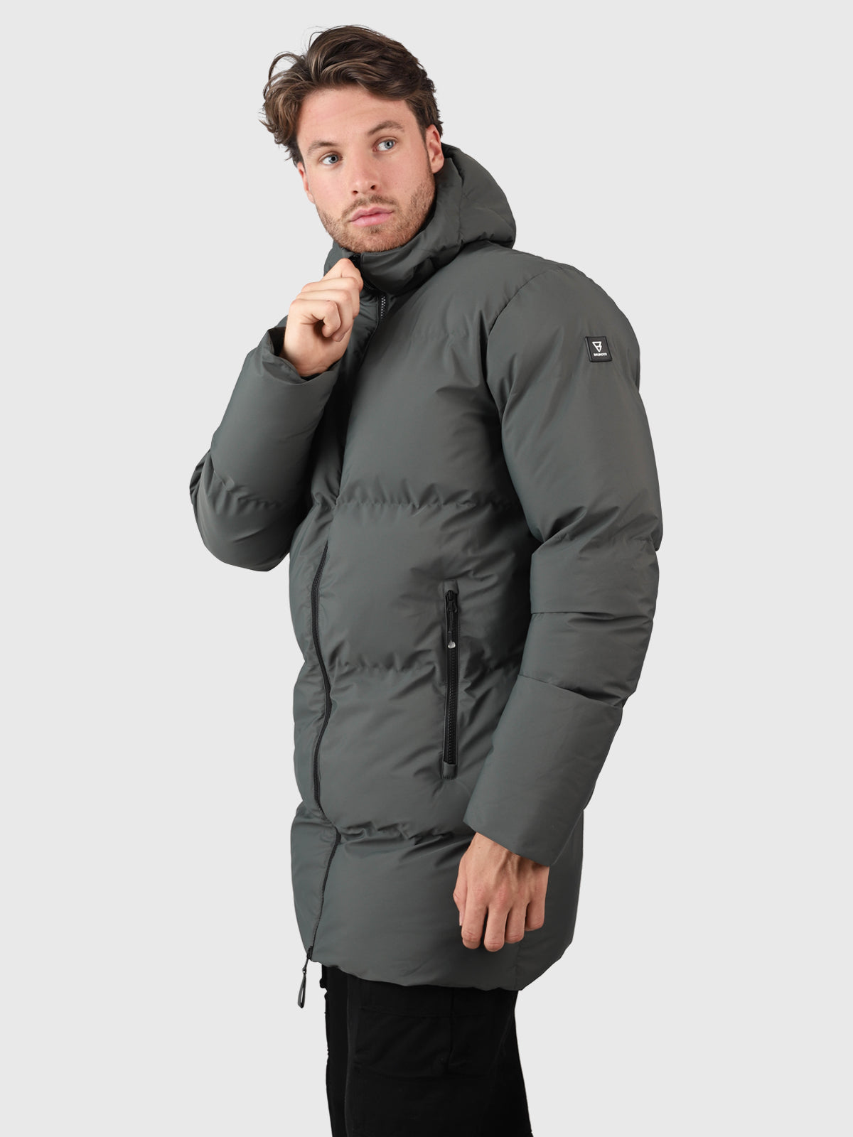 Bigmain Men Long Puffer Jacket | Mud Green 2 Bigmain Men Long Puffer Jacket | Mud Green