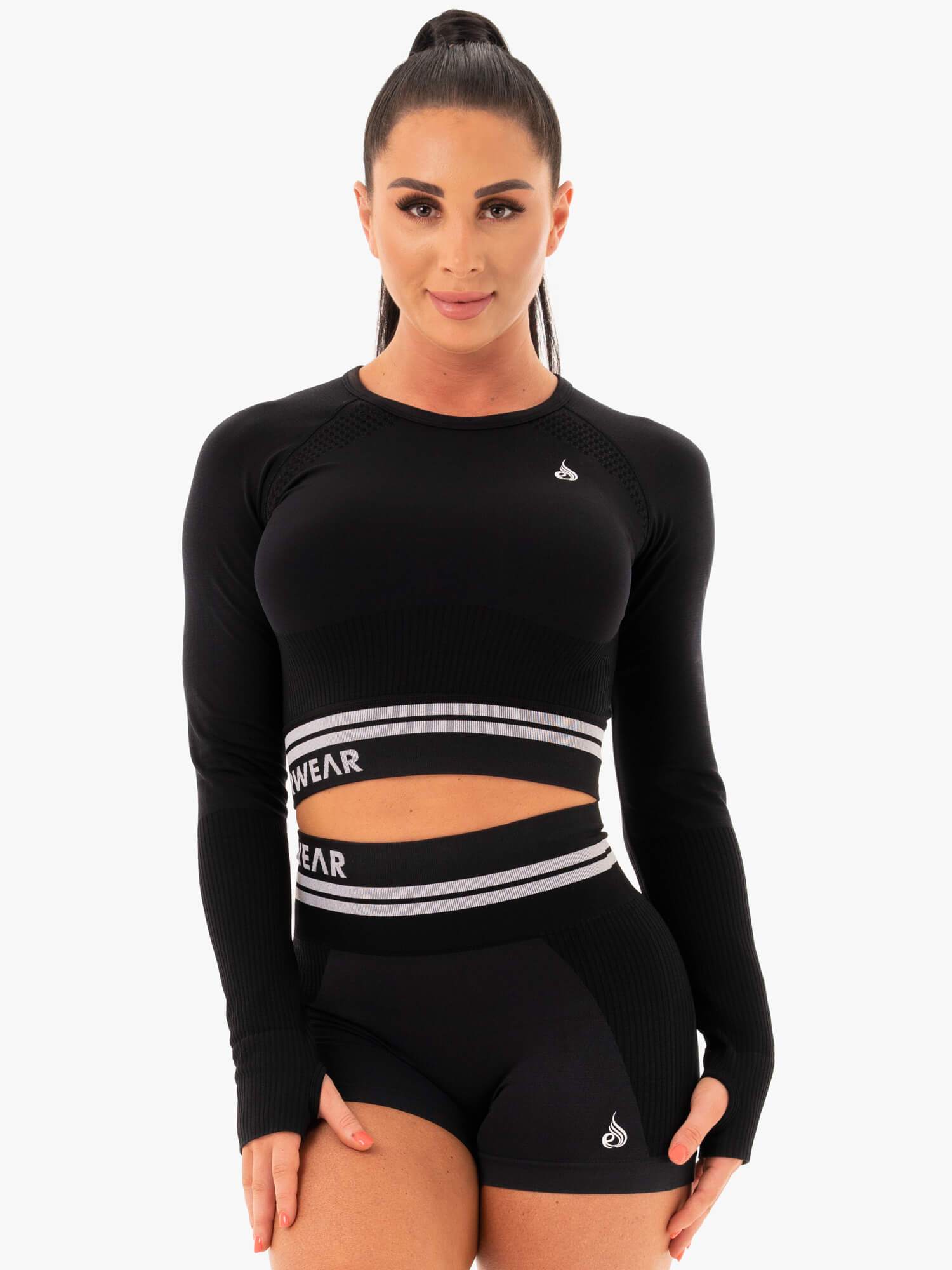 Freestyle Seamless Long Sleeve Crop - Black 2 Freestyle Seamless Long Sleeve Crop - Black