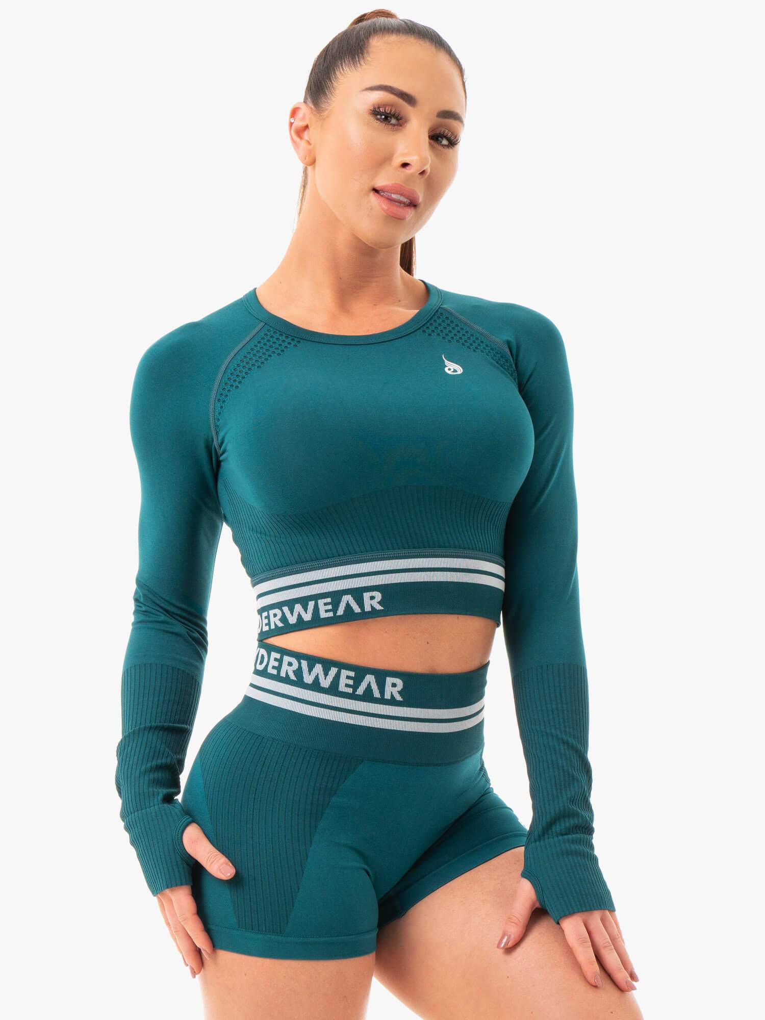 Freestyle Seamless Long Sleeve Crop - Emerald Green 4 Freestyle Seamless Long Sleeve Crop - Emerald Green