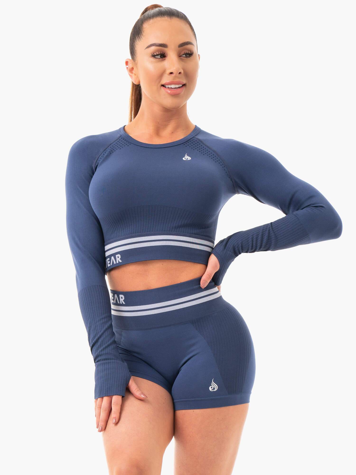 Freestyle Seamless Long Sleeve Crop - Steel Blue 4 Freestyle Seamless Long Sleeve Crop - Steel Blue