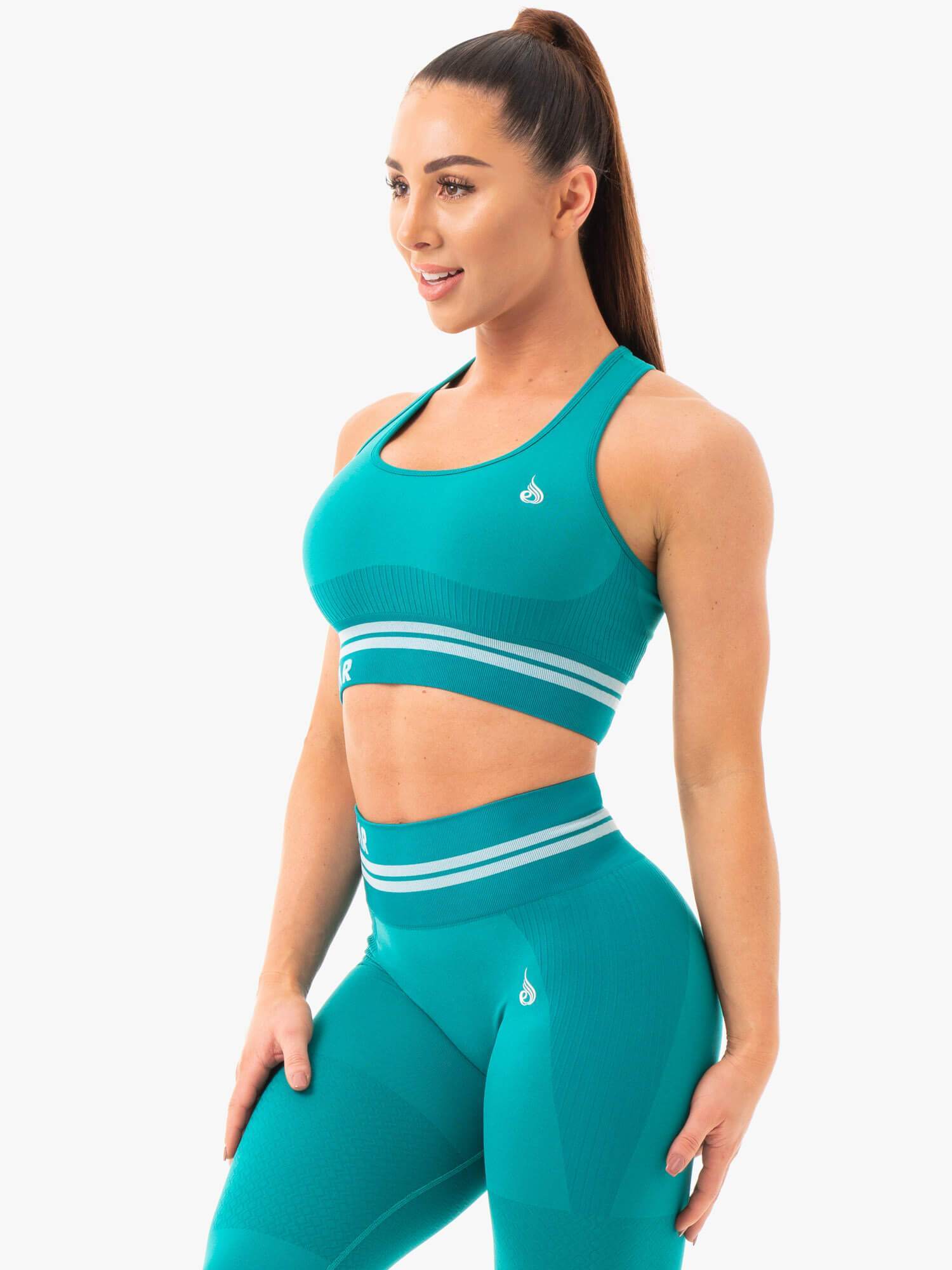 Freestyle Seamless Longline Sports Bra - Teal 3 Freestyle Seamless Longline Sports Bra - Teal