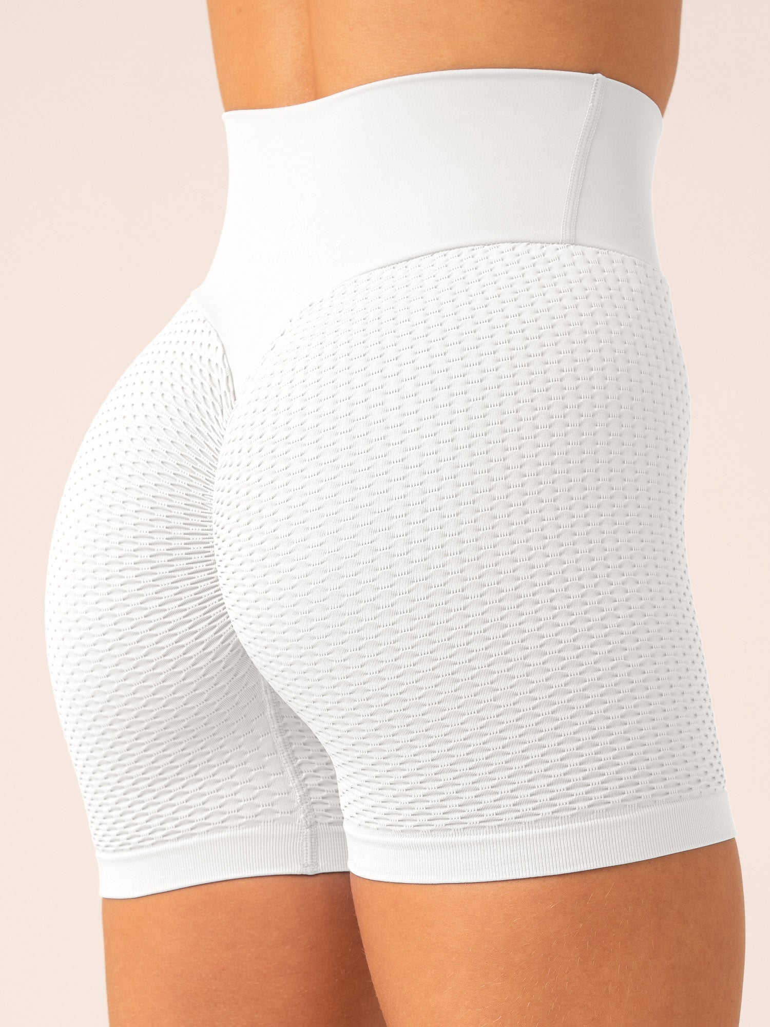 Honeycomb Scrunch Seamless Shorts - White 5 Honeycomb Scrunch Seamless Shorts - White