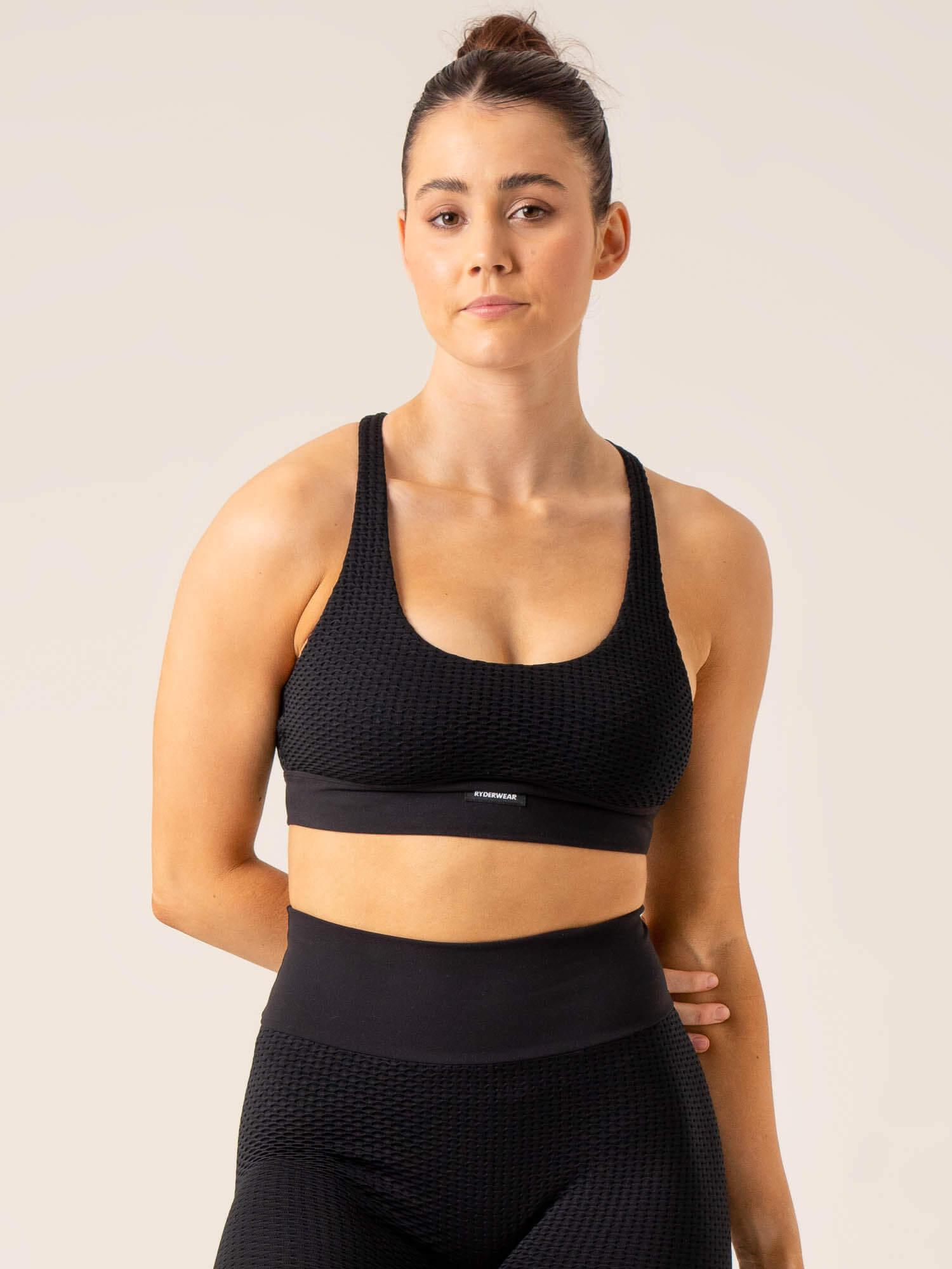 Honeycomb Seamless Sports Bra - Black 1 Honeycomb Seamless Sports Bra - Black
