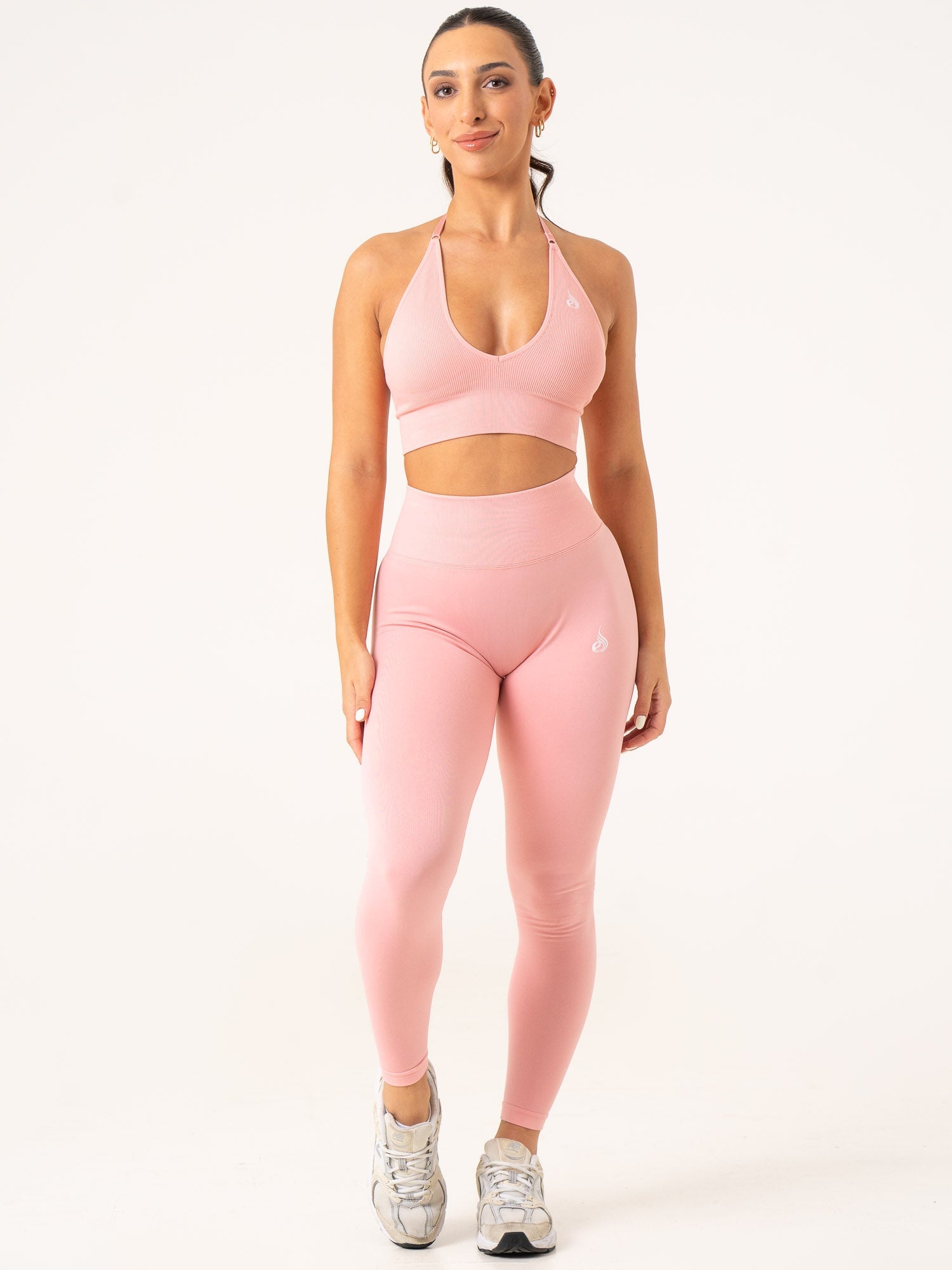 Lift Rib Seamless Halter Sports Bra - Pink 5 Lift Rib Seamless Halter Sports Bra - Pink