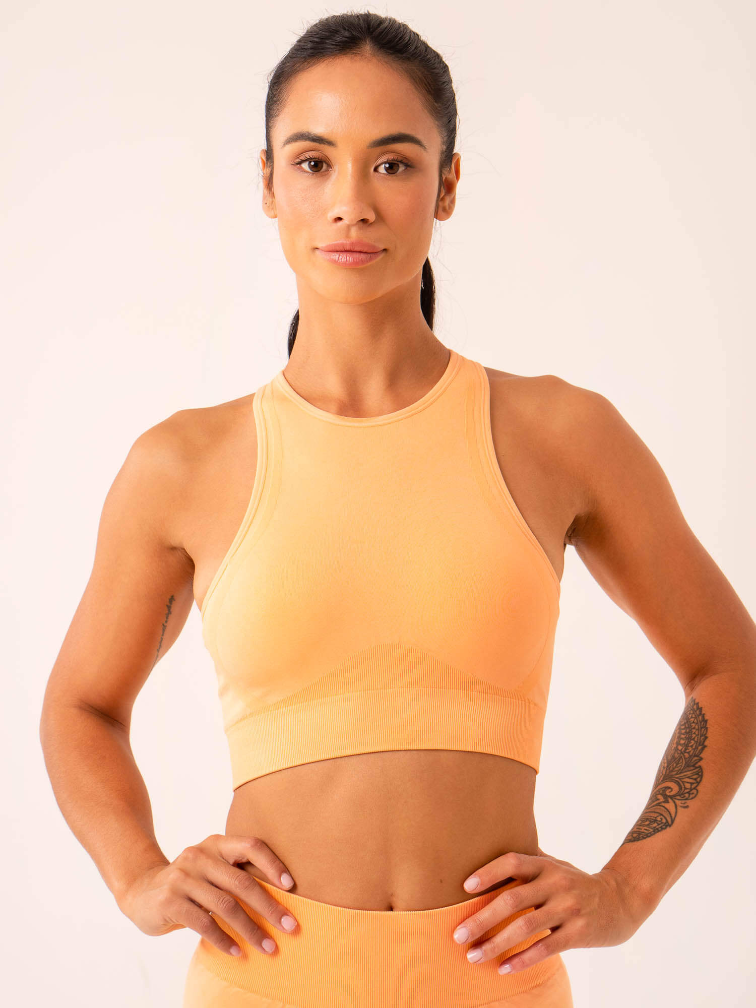Lift Seamless High Neck Sports Bra - Mango 1 Lift Seamless High Neck Sports Bra - Mango