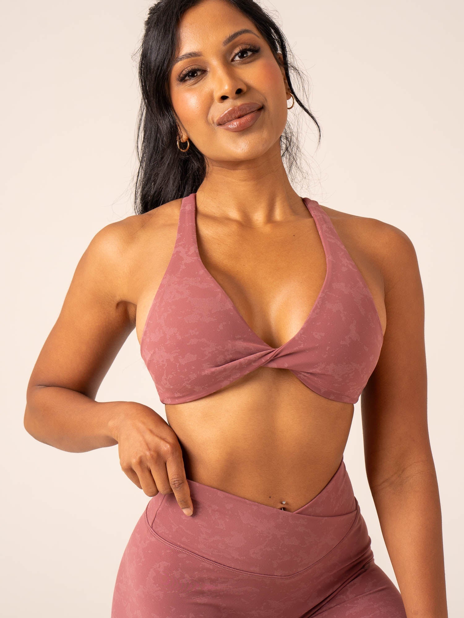 NKD Stonewash Twist Sports Bra - Boysenberry Stonewash 1 NKD Stonewash Twist Sports Bra - Boysenberry Stonewash