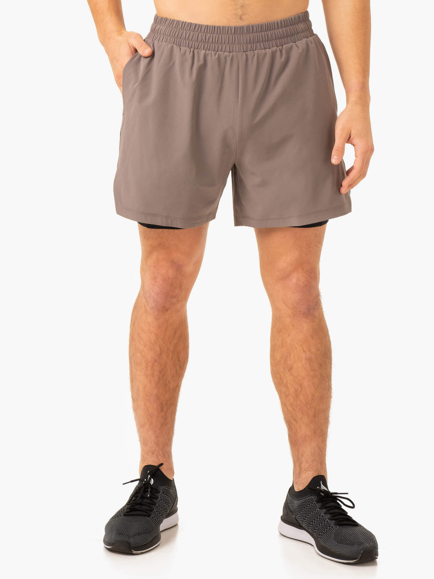 Pursuit 2 In 1 Training Shorts - Taupe 3 Pursuit 2 In 1 Training Shorts - Taupe