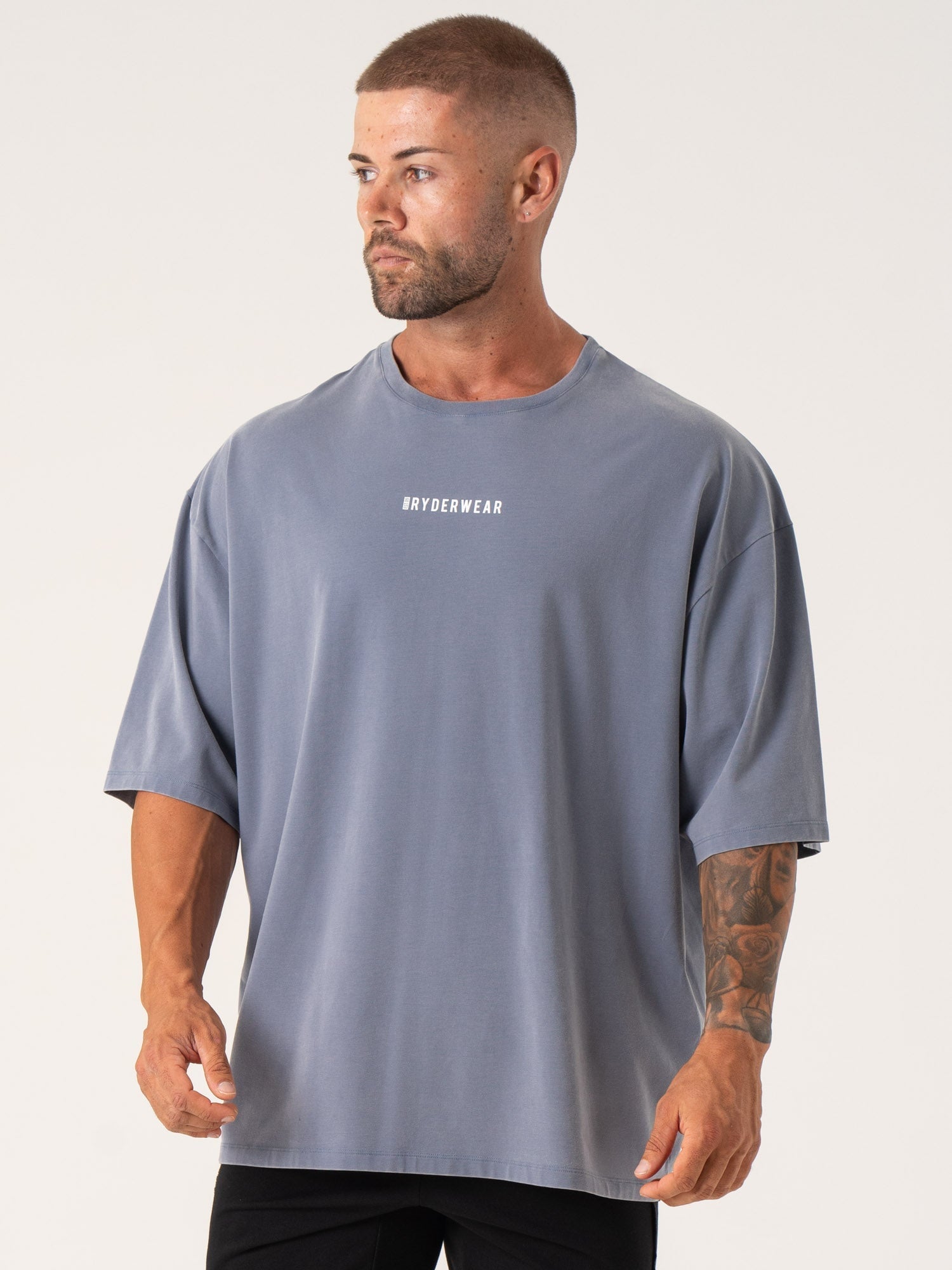 Pursuit Oversized T-Shirt - Denim Blue Stonewash 1 Pursuit Oversized T-Shirt - Denim Blue Stonewash