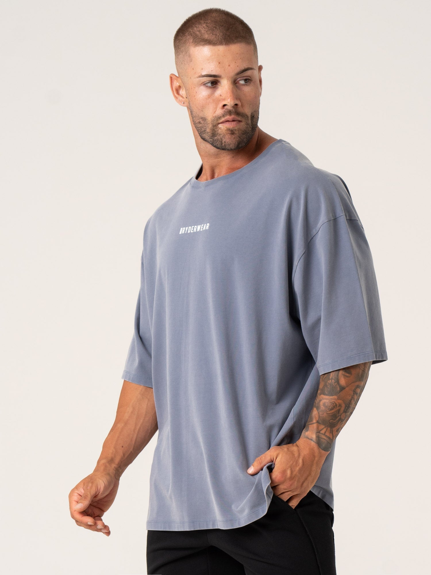 Pursuit Oversized T-Shirt - Denim Blue Stonewash 2 Pursuit Oversized T-Shirt - Denim Blue Stonewash