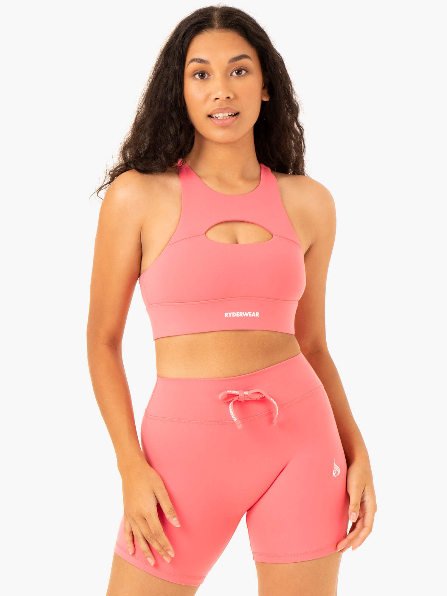 Replay Cut Out Sports Bra - Coral 1 Replay Cut Out Sports Bra - Coral