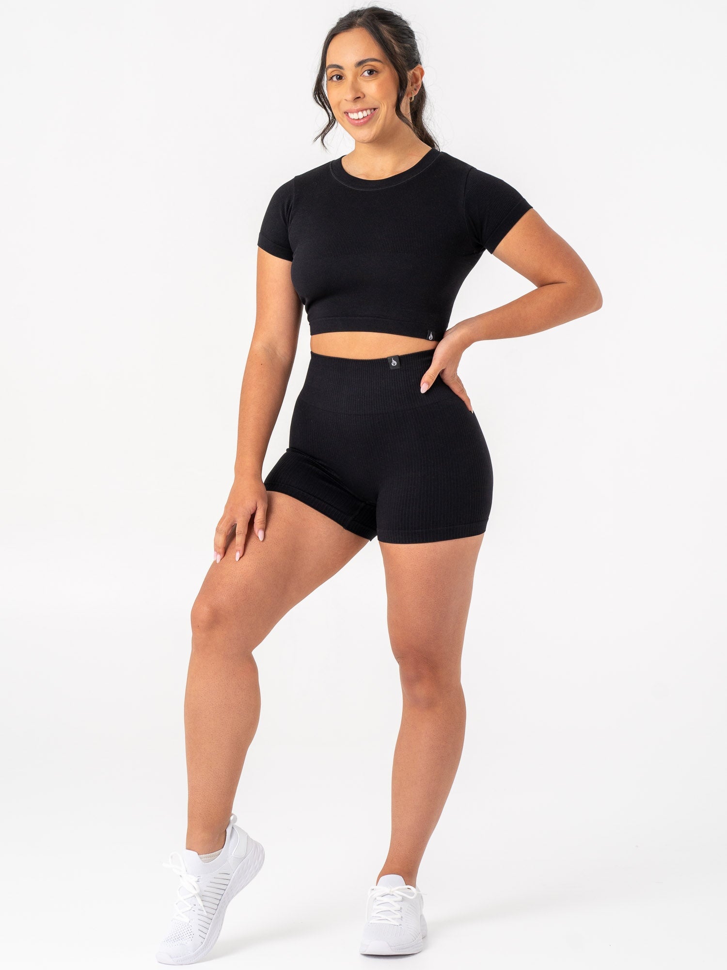 Rib Scrunch Seamless Shorts - Black 5 Rib Scrunch Seamless Shorts - Black
