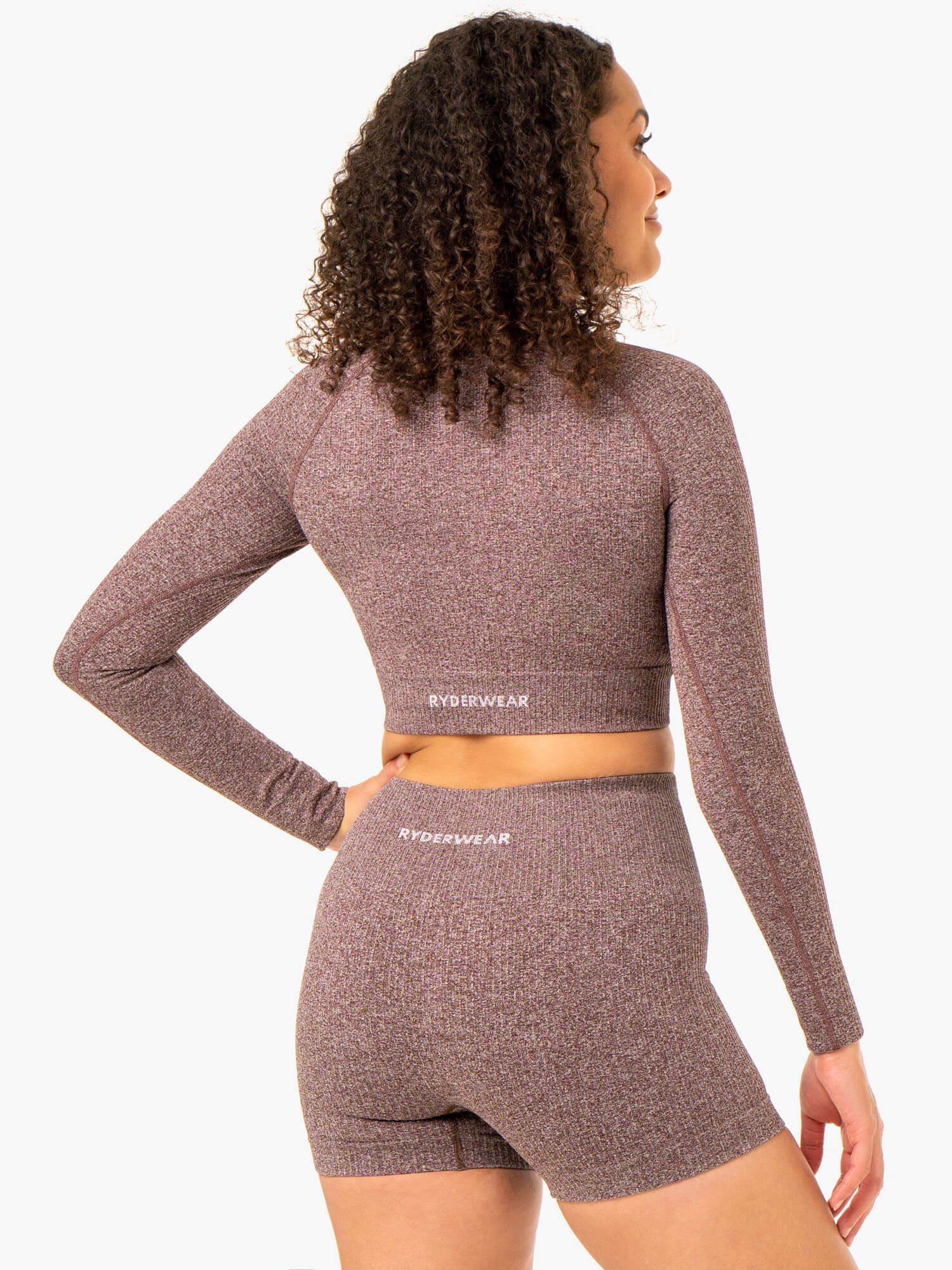 Rib Seamless Long Sleeve Top - Chocolate Marl 2 Rib Seamless Long Sleeve Top - Chocolate Marl
