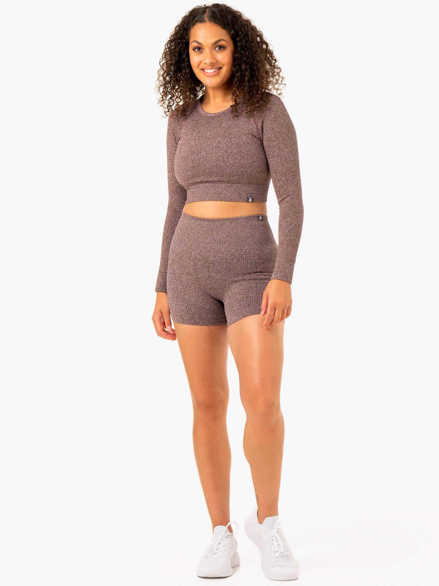 Rib Seamless Long Sleeve Top - Chocolate Marl 4 Rib Seamless Long Sleeve Top - Chocolate Marl