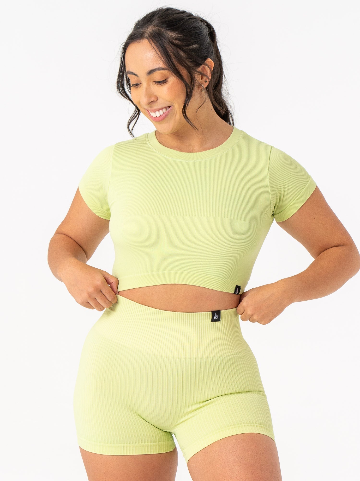 Rib Seamless T-Shirt - Lime 1 Rib Seamless T-Shirt - Lime