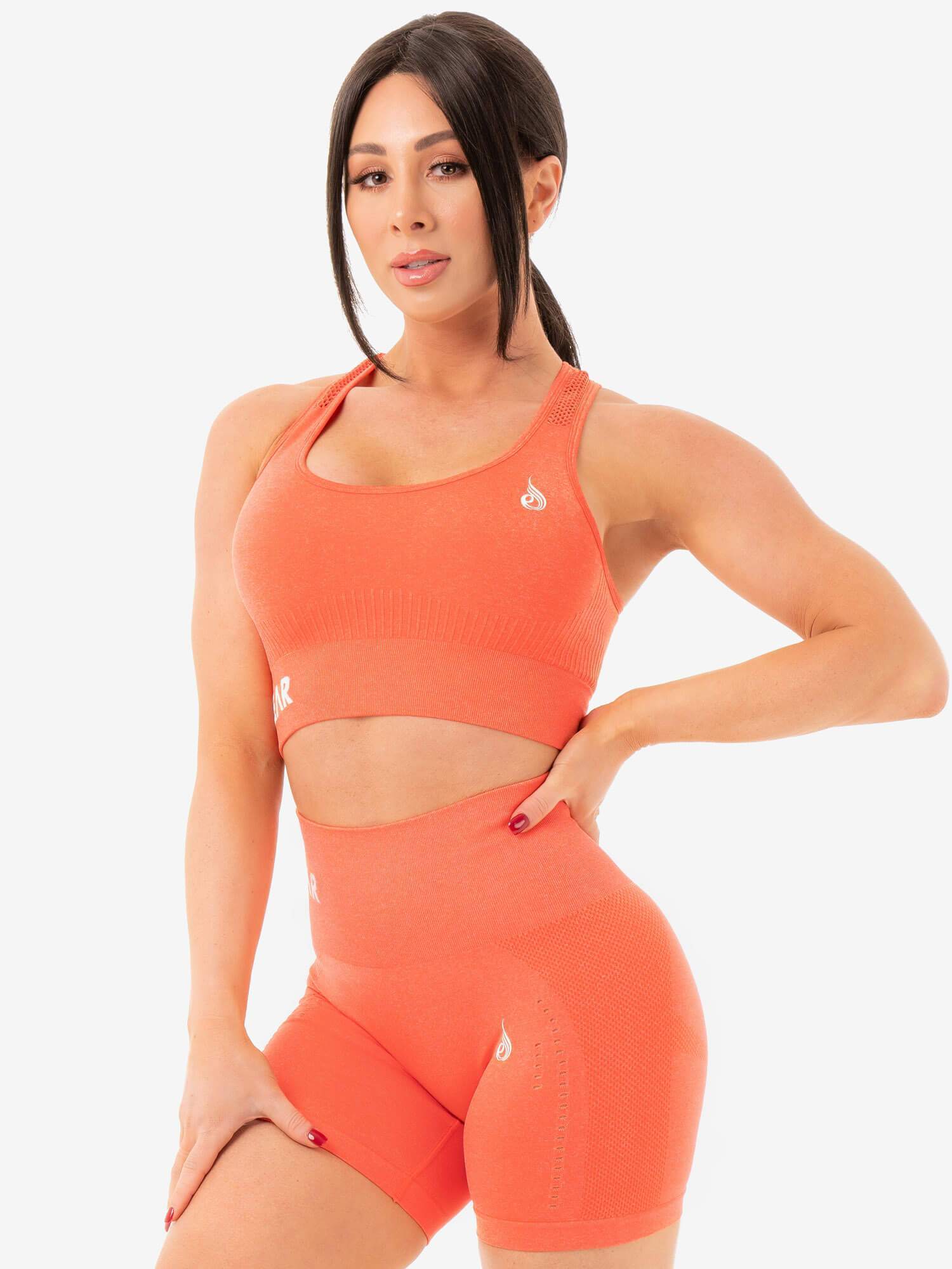 Seamless Staples Sports Bra - Orange Marl 1 Seamless Staples Sports Bra - Orange Marl