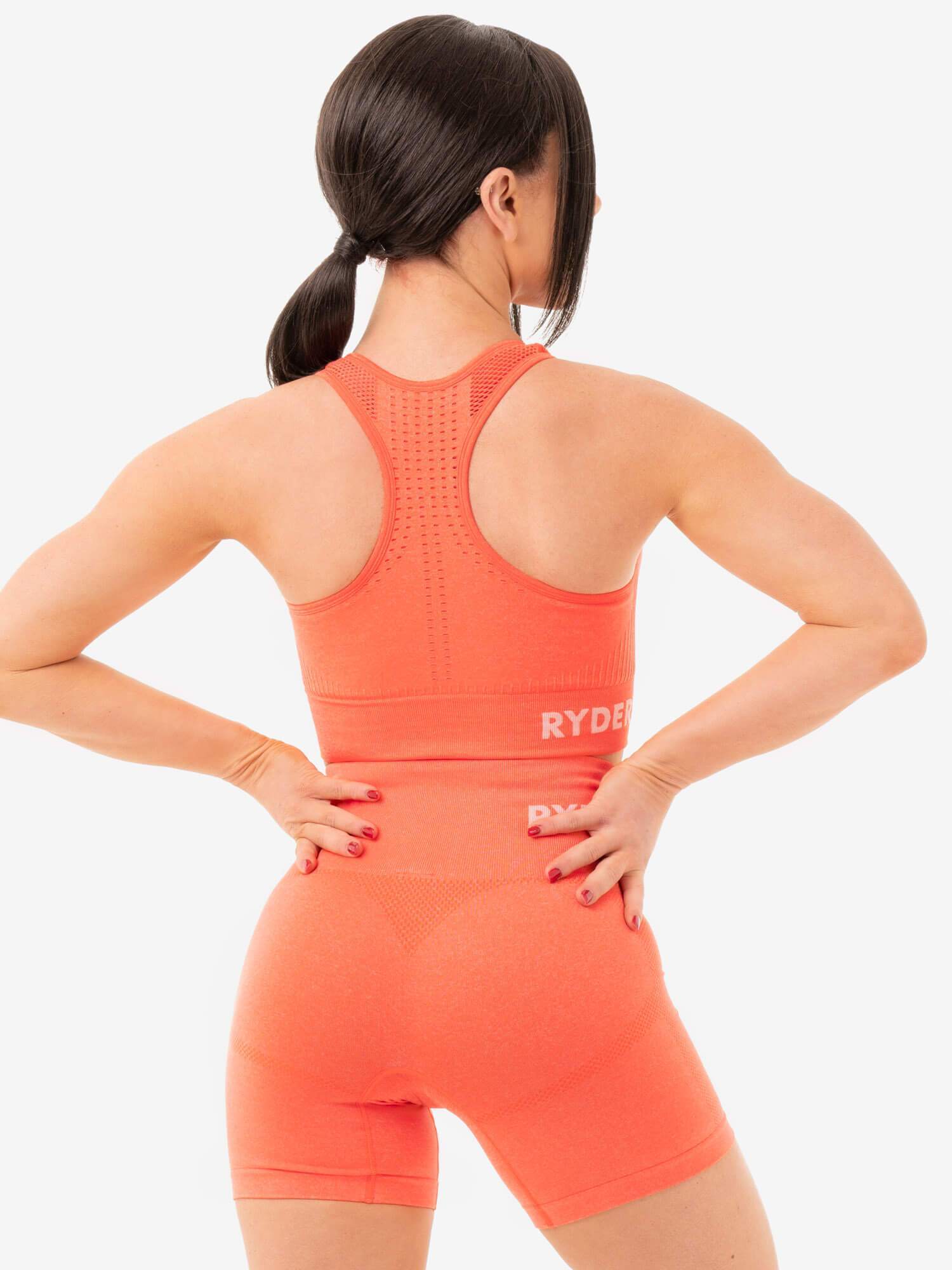 Seamless Staples Sports Bra - Orange Marl 3 Seamless Staples Sports Bra - Orange Marl