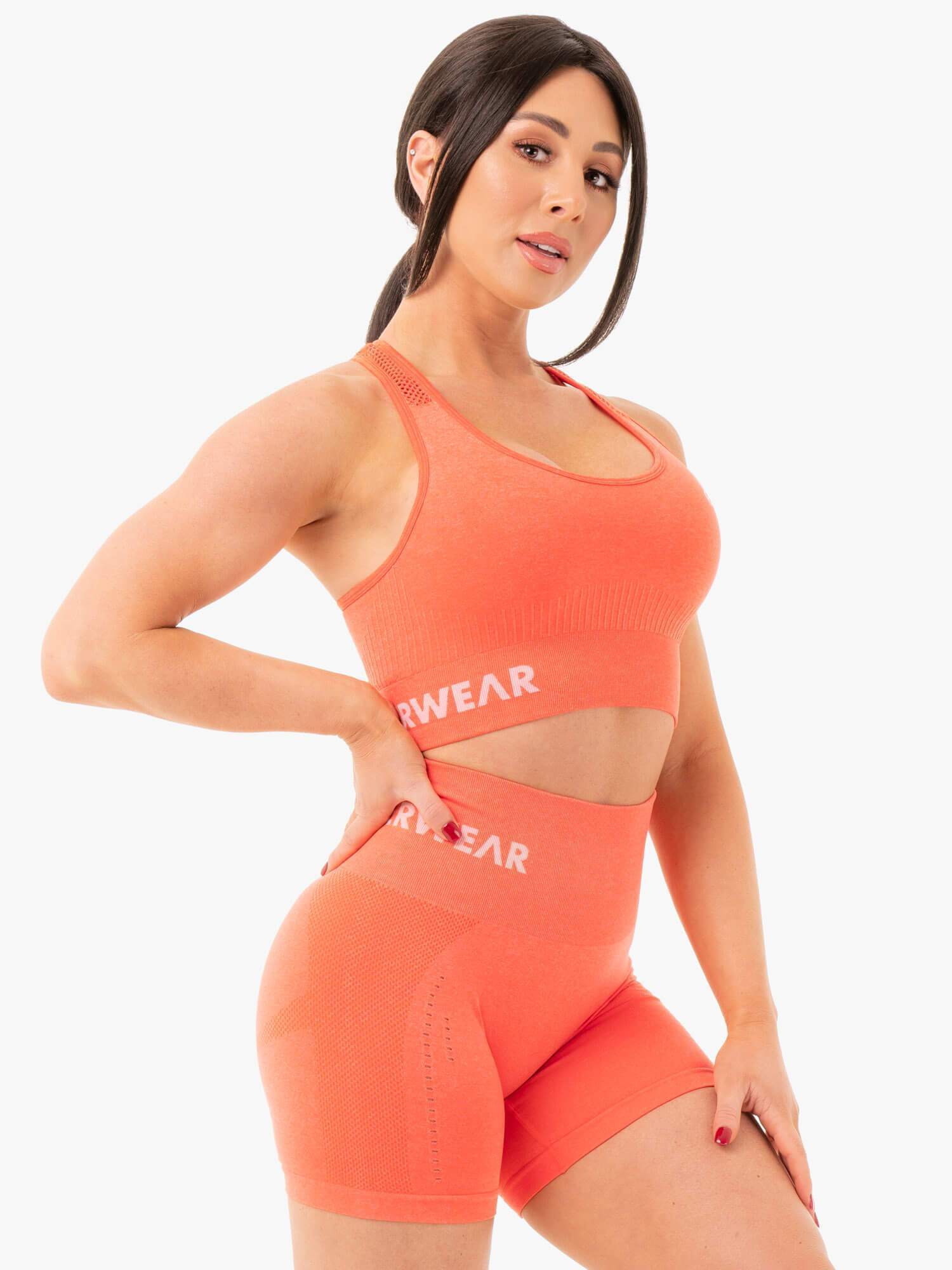 Seamless Staples Sports Bra - Orange Marl 4 Seamless Staples Sports Bra - Orange Marl