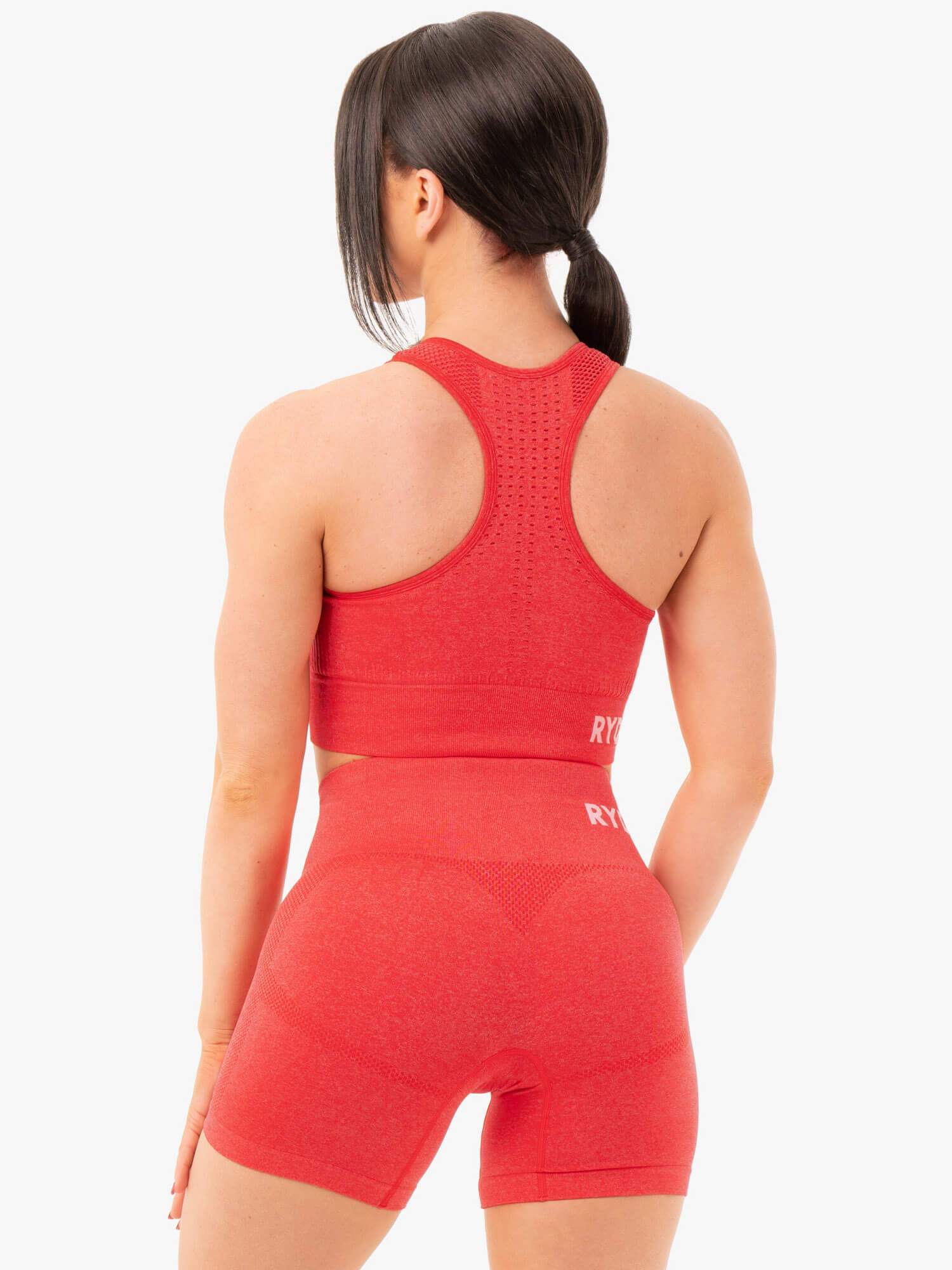 Seamless Staples Sports Bra - Red Marl 3 Seamless Staples Sports Bra - Red Marl
