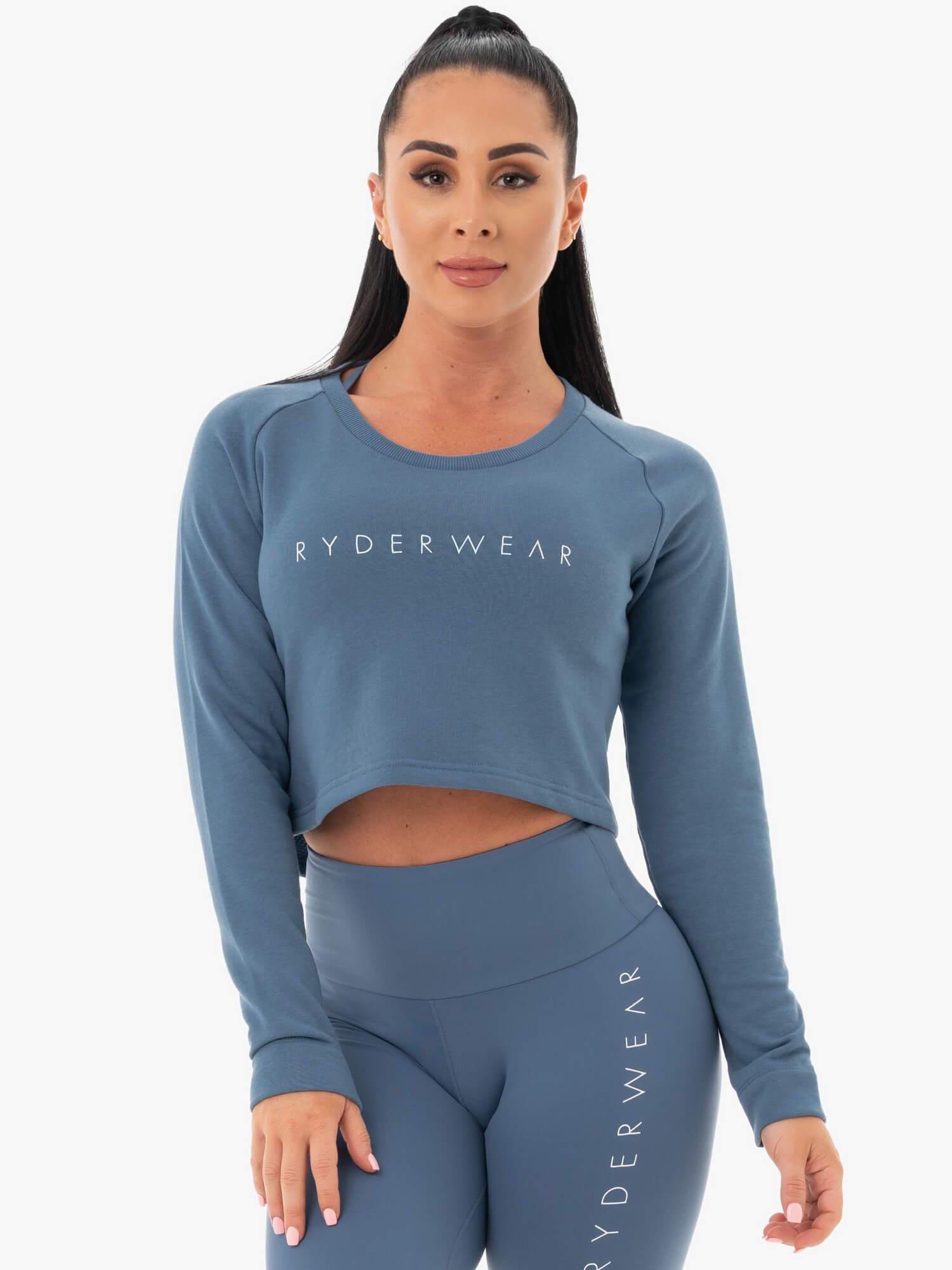 Staples Cropped Sweater - Steel Blue 1 Staples Cropped Sweater - Steel Blue