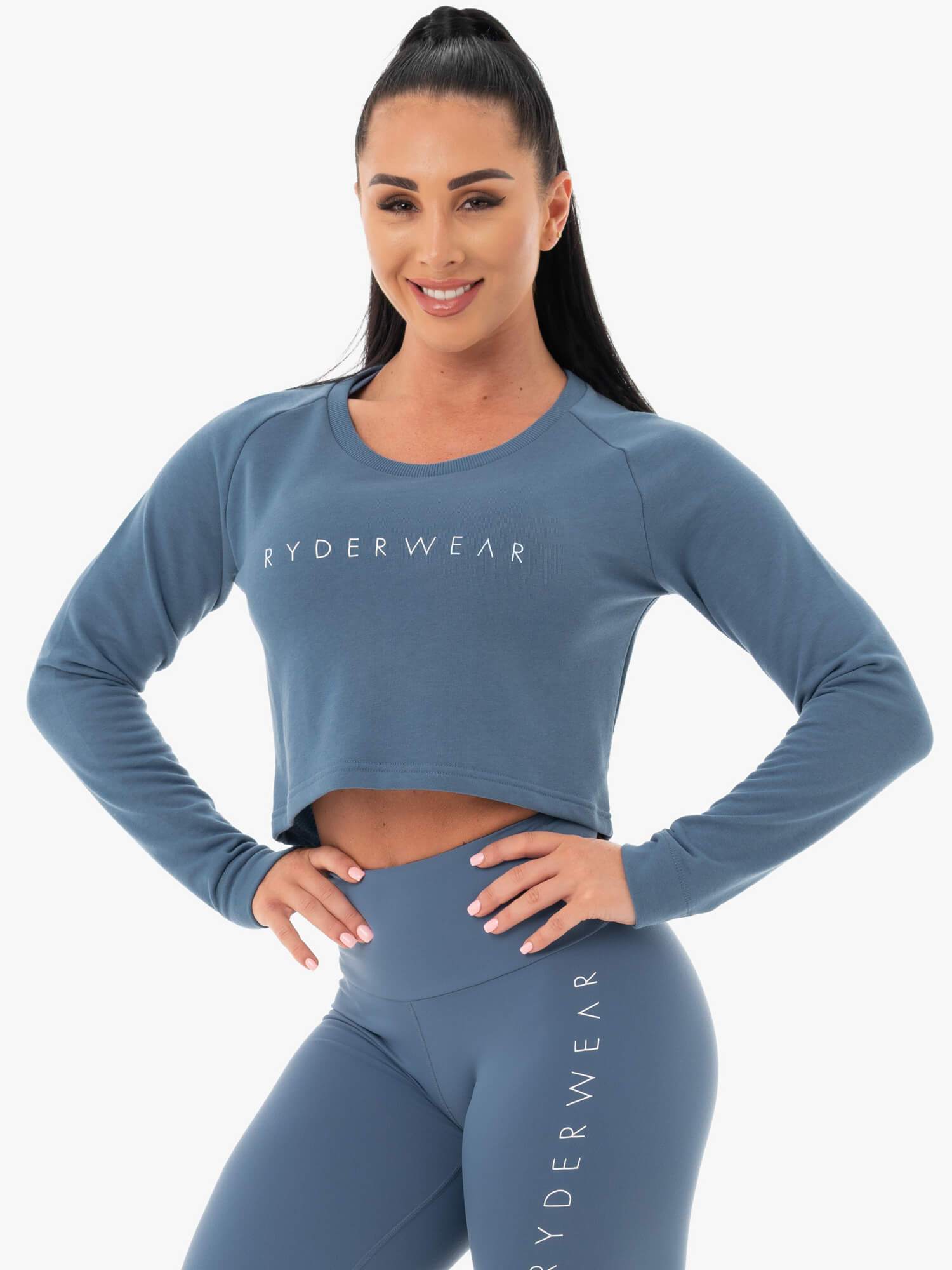 Staples Cropped Sweater - Steel Blue 3 Staples Cropped Sweater - Steel Blue
