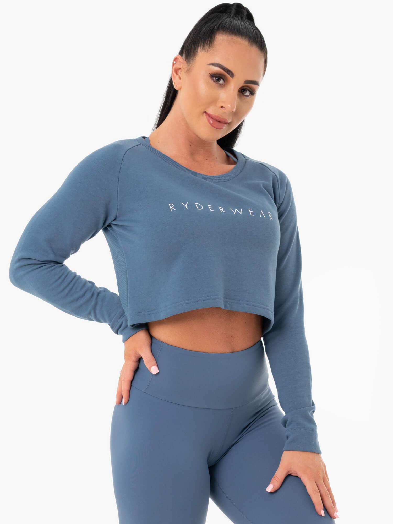 Staples Cropped Sweater - Steel Blue 4 Staples Cropped Sweater - Steel Blue