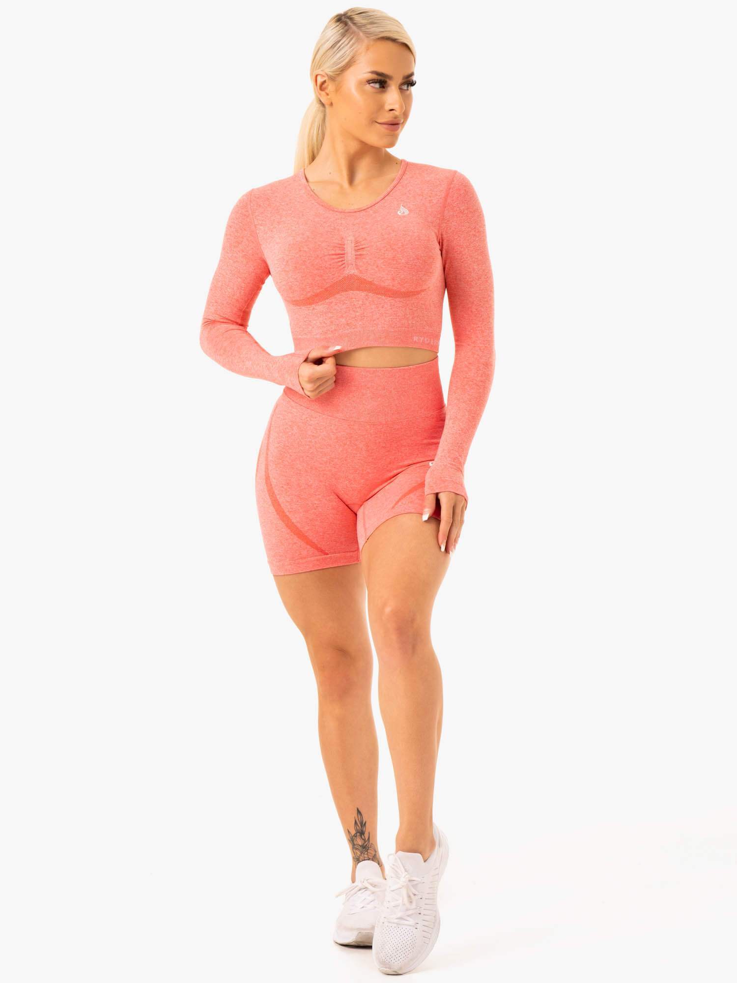 Staples Seamless Long Sleeve Top - Peach Marl 5 Staples Seamless Long Sleeve Top - Peach Marl