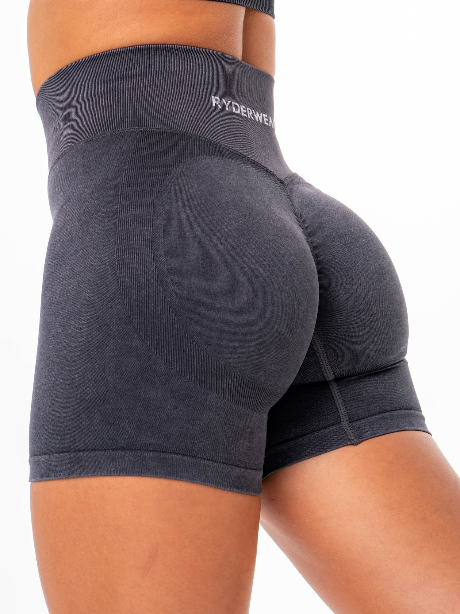 Stonewash Scrunch Seamless Shorts - Black Stonewash