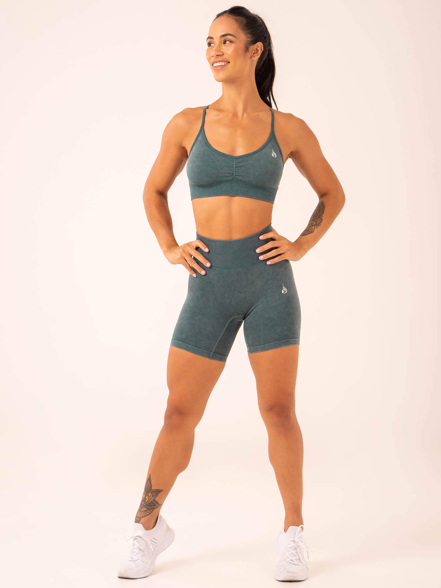 Stonewash Scrunch Seamless Shorts - Petrol Stonewash 4 Stonewash Scrunch Seamless Shorts - Petrol Stonewash