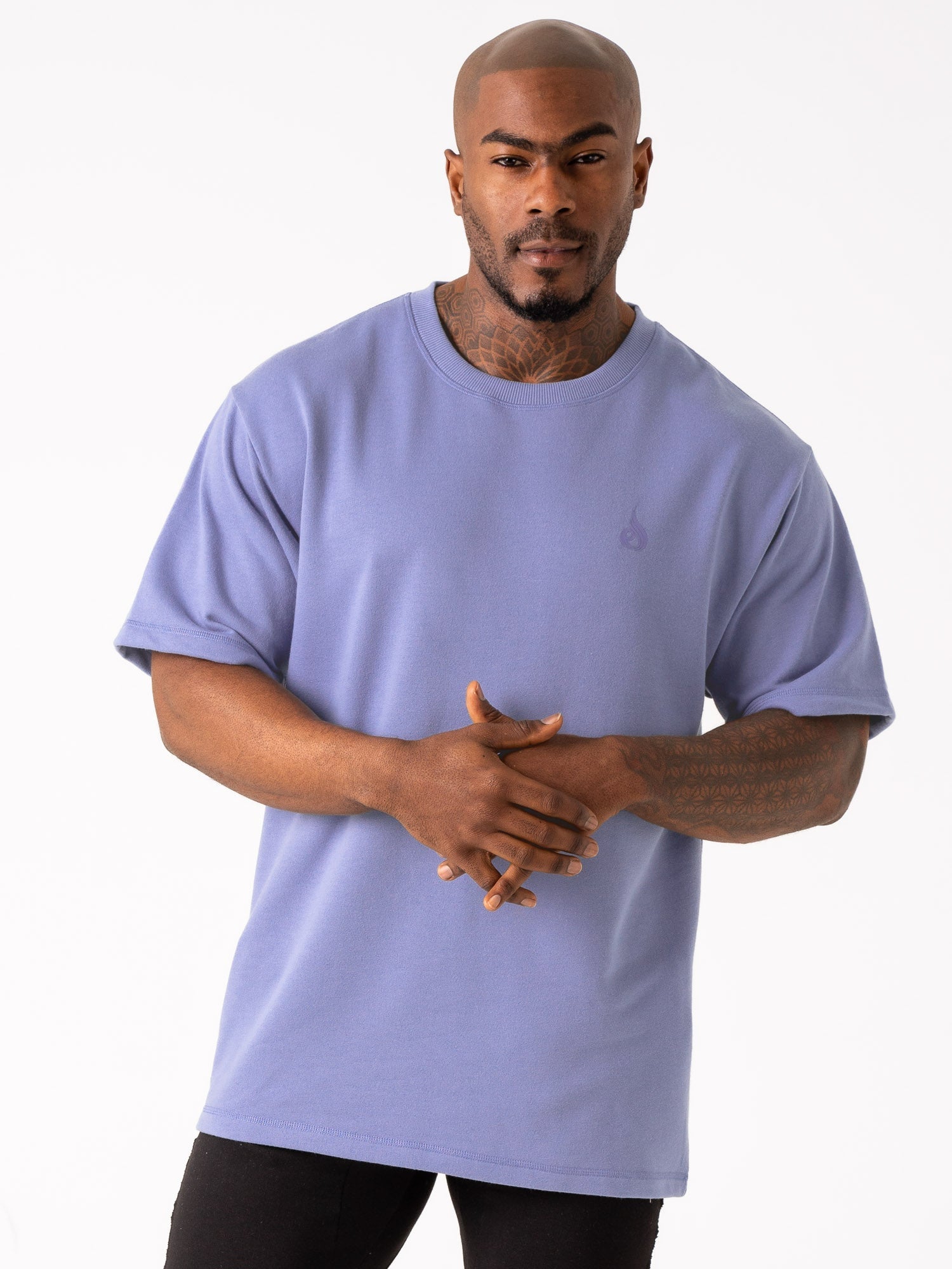 Throwback Fleece Oversized T-Shirt - Indigo Blue 1 Throwback Fleece Oversized T-Shirt - Indigo Blue