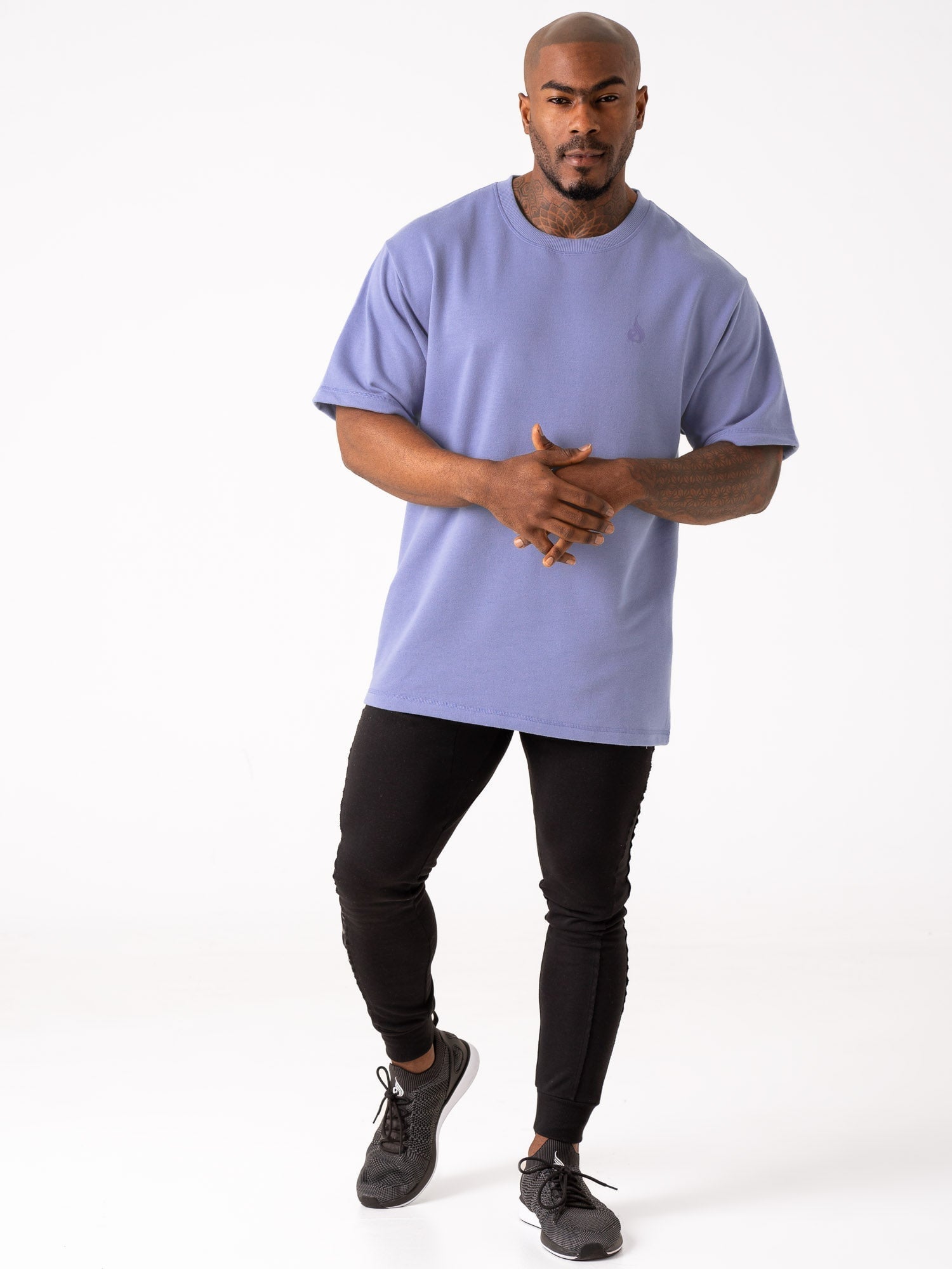 Throwback Fleece Oversized T-Shirt - Indigo Blue 5 Throwback Fleece Oversized T-Shirt - Indigo Blue