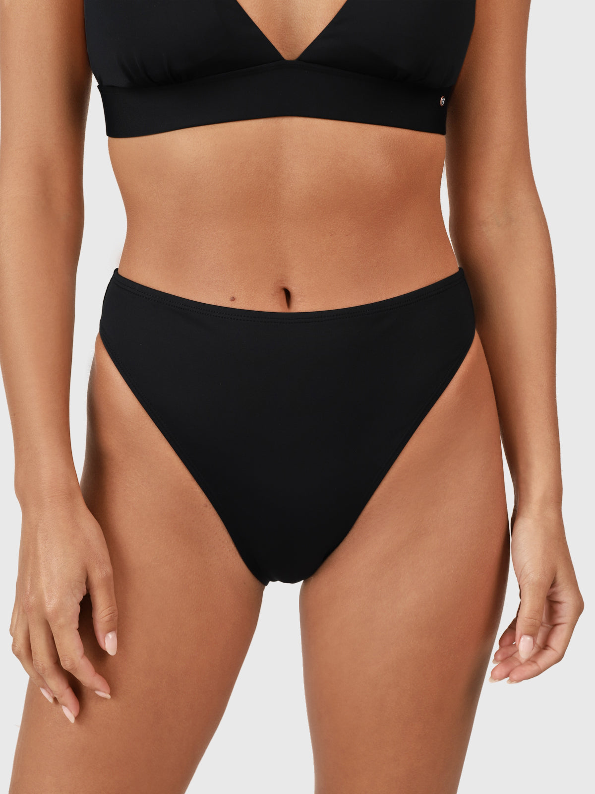 Flores Women High Waist Bikini Bottom | Black